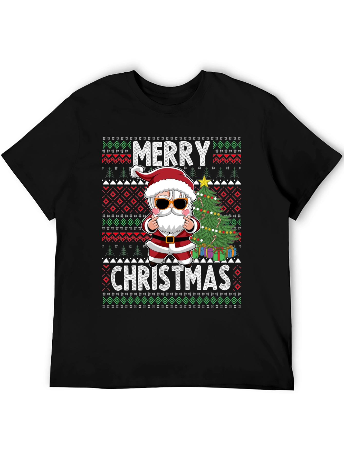 Merry Christmas Santa Graphic Tee Holiday Gift