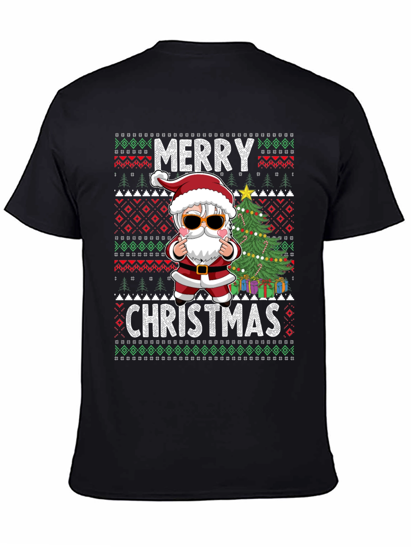 Merry Christmas Santa Graphic Tee Holiday Gift