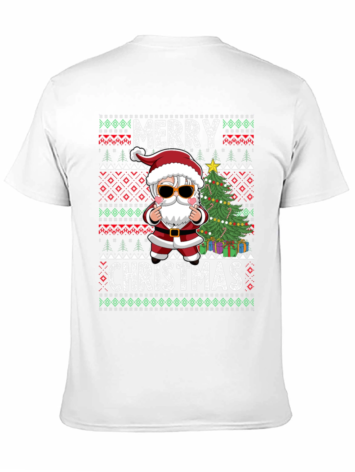 Merry Christmas Santa Graphic Tee Holiday Gift