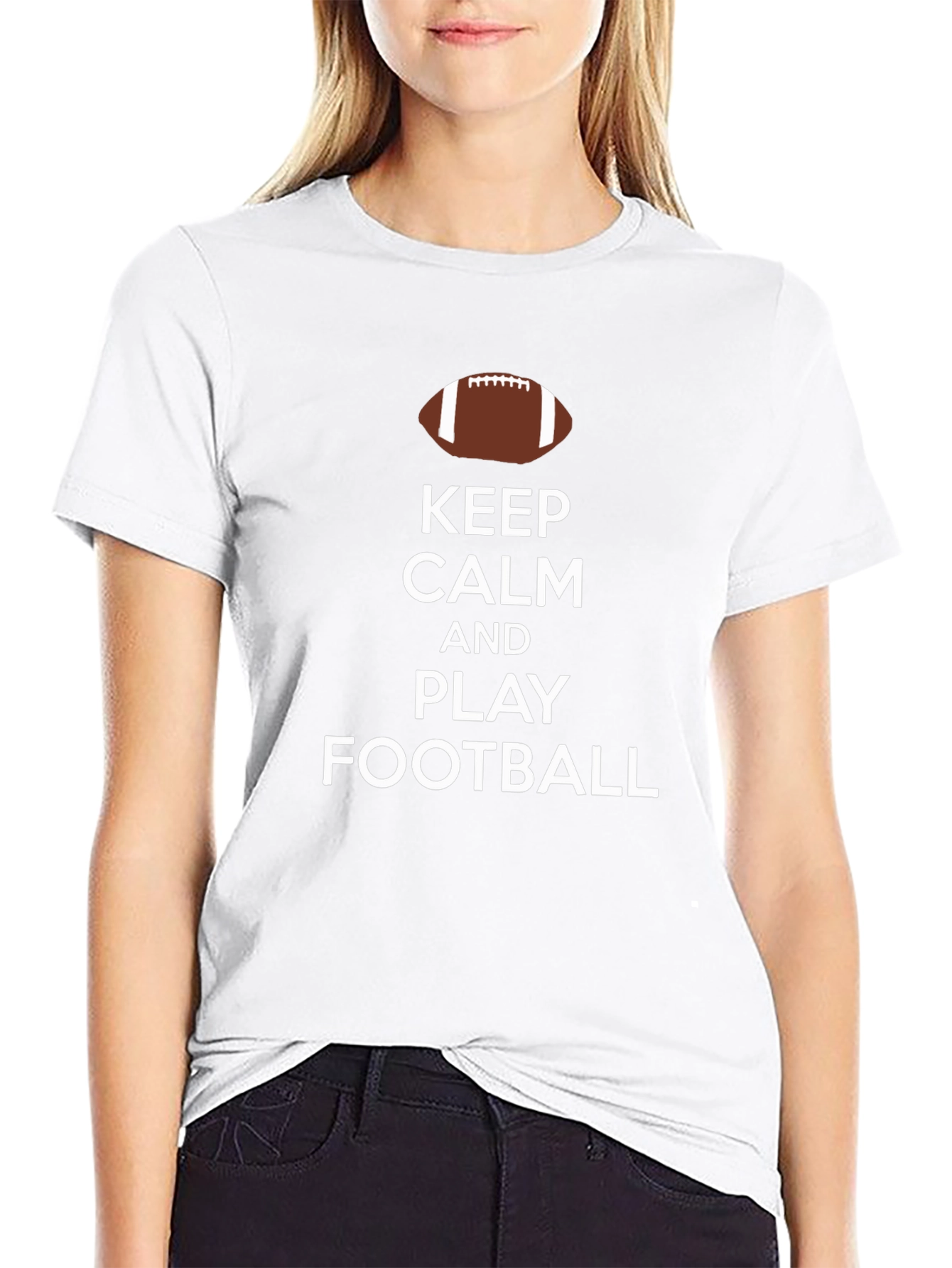 Keep Calm and Play Football Black T-Shirt