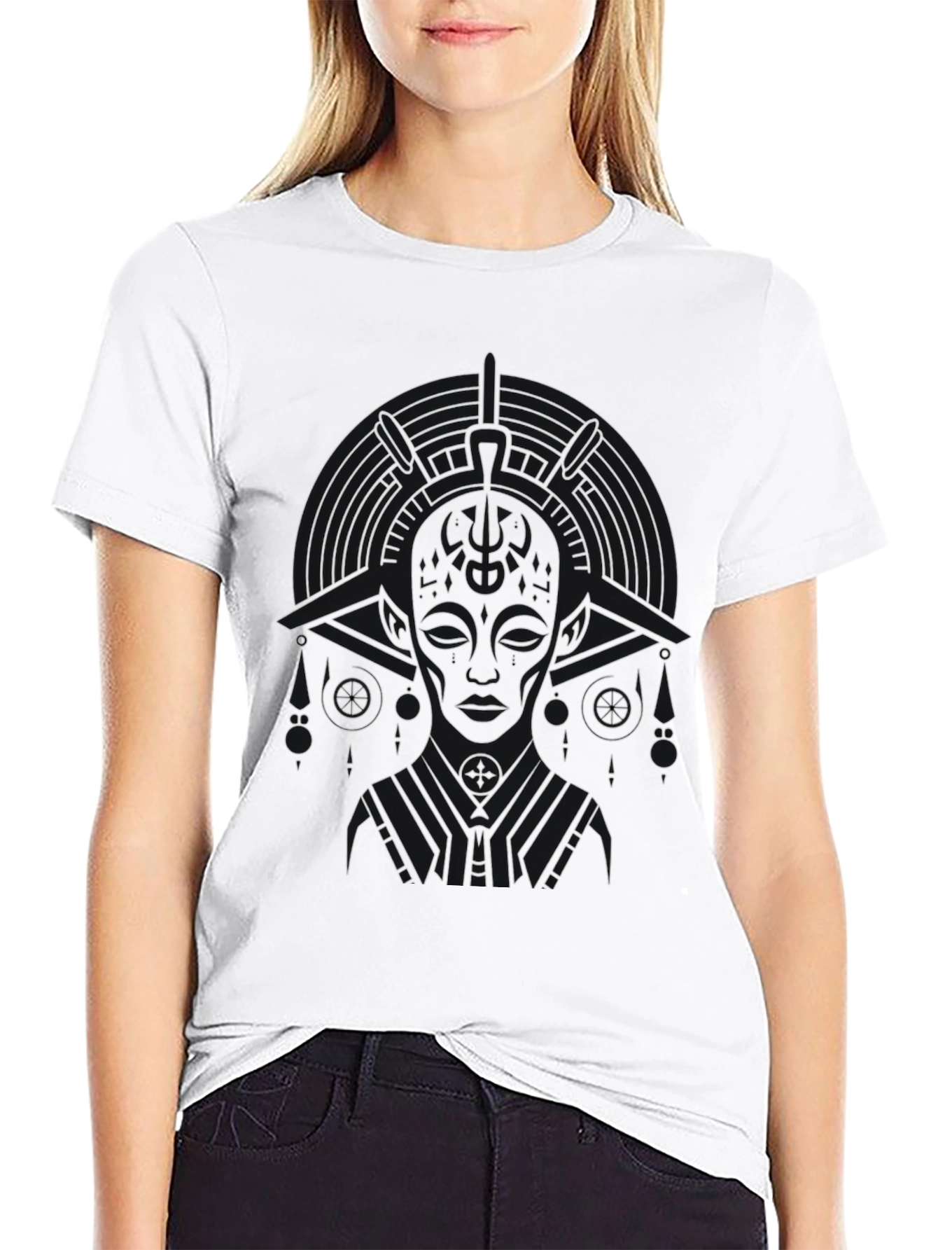 Abstract Graphic Print Tee - Black