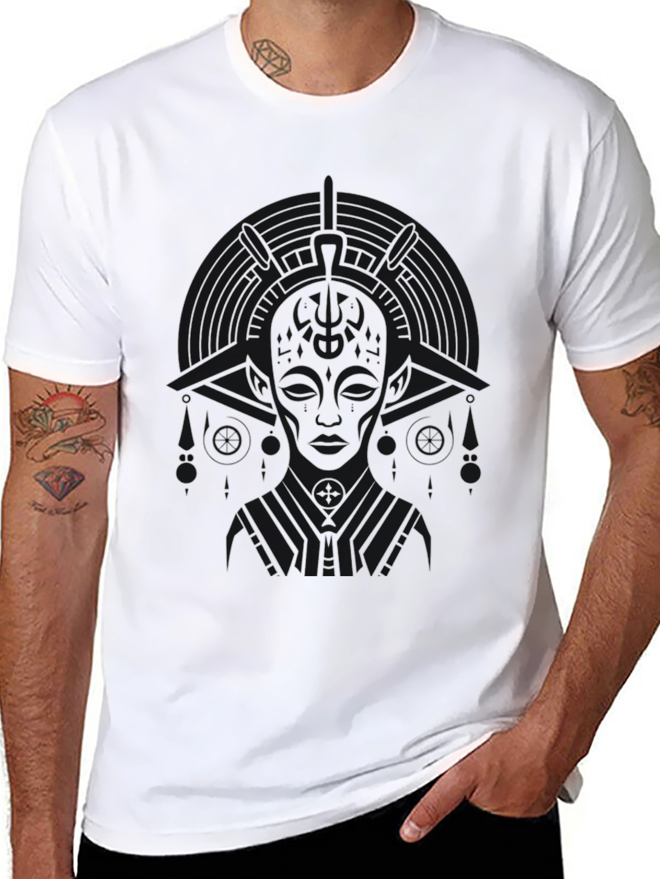 Abstract Graphic Print Tee - Black