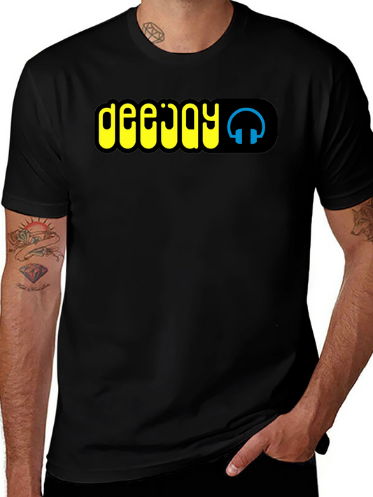 Deejay Graphic Tee - Black Cotton T-Shirt for Music Lovers