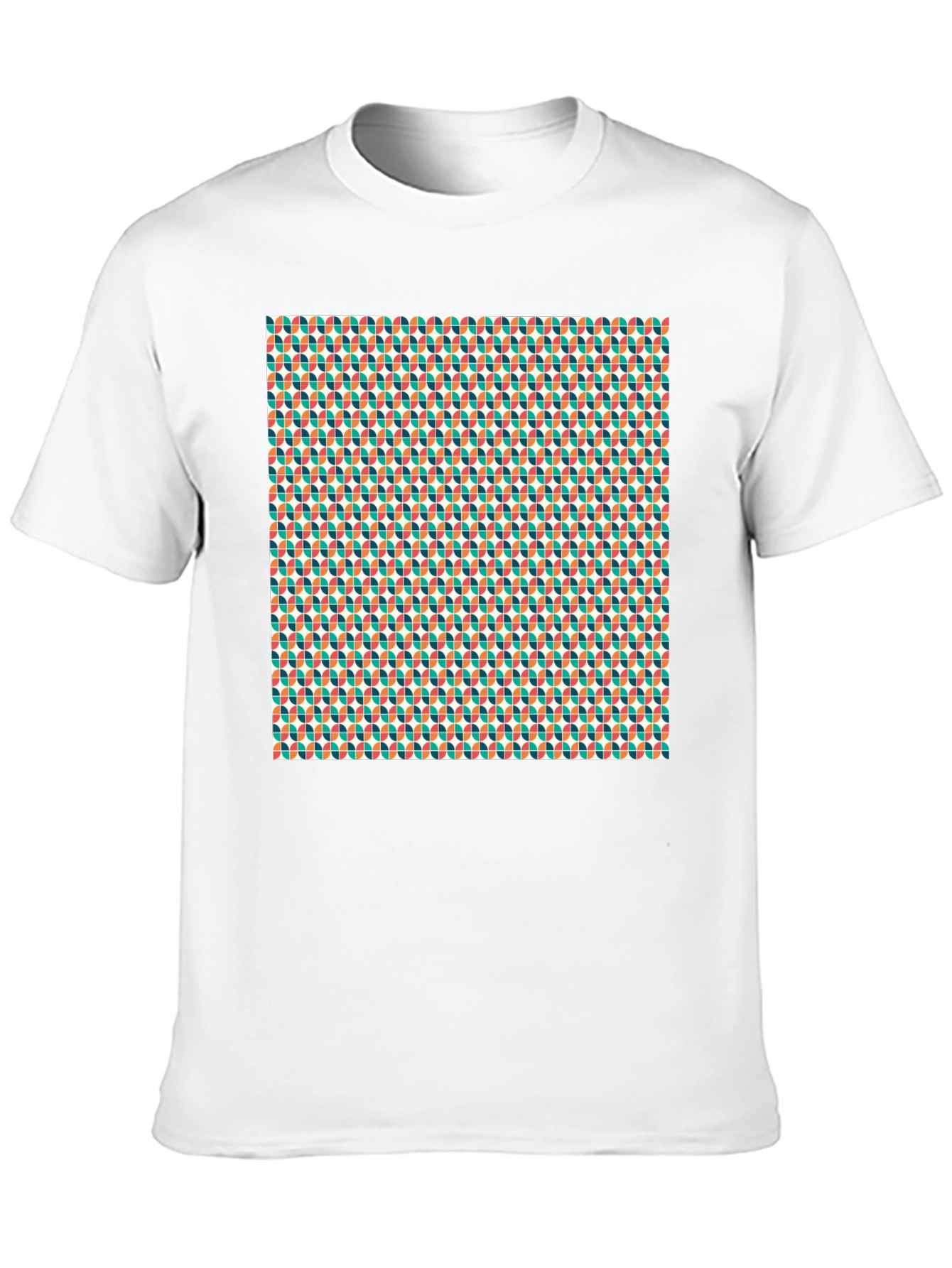 Retro Pattern Black Crew Neck Tee