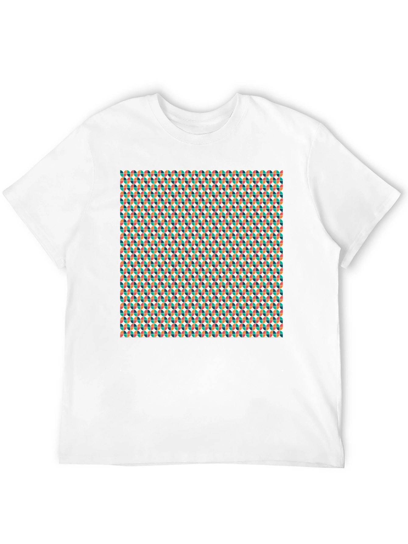 Retro Pattern Black Crew Neck Tee