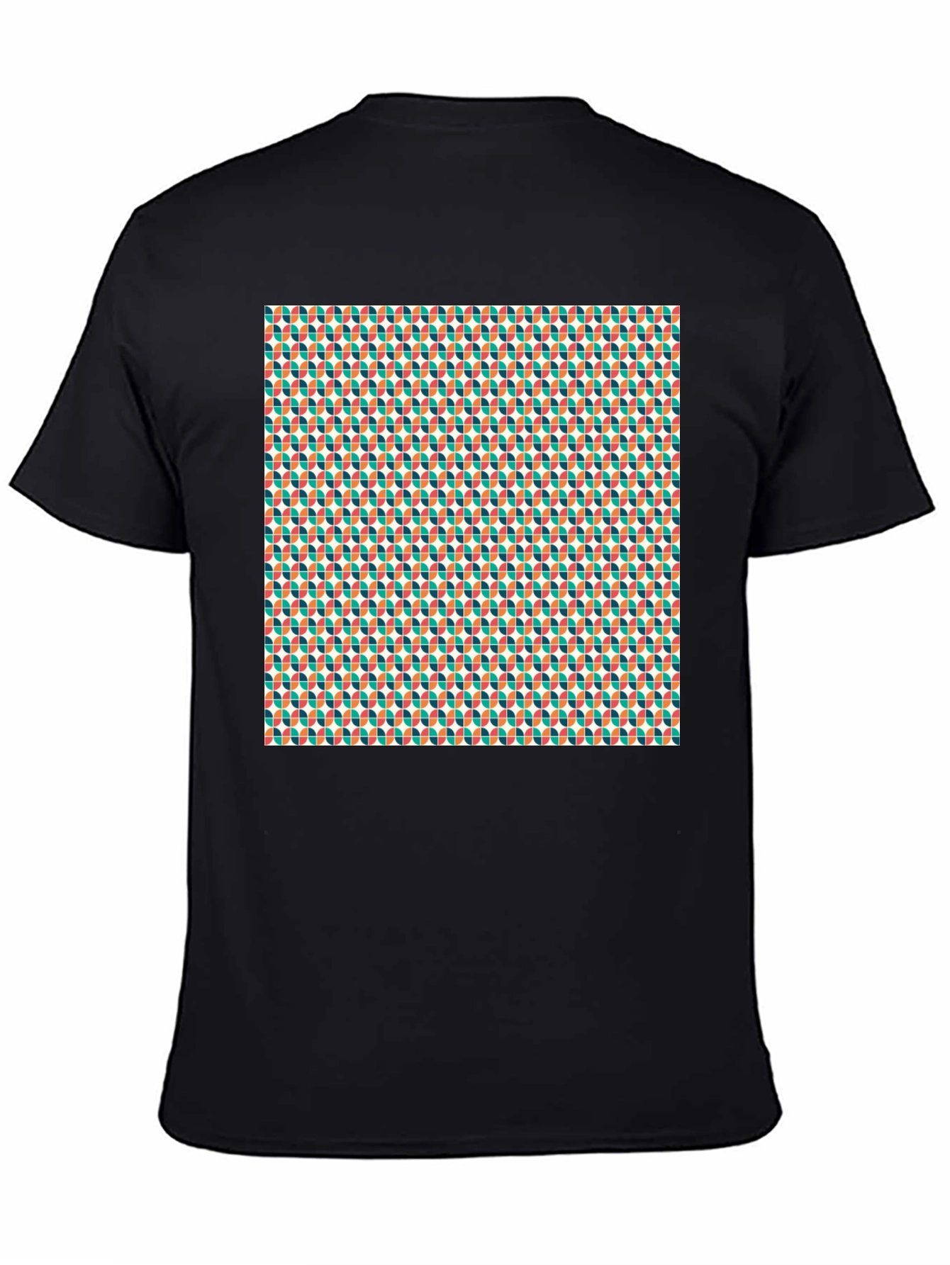 Retro Pattern Black Crew Neck Tee