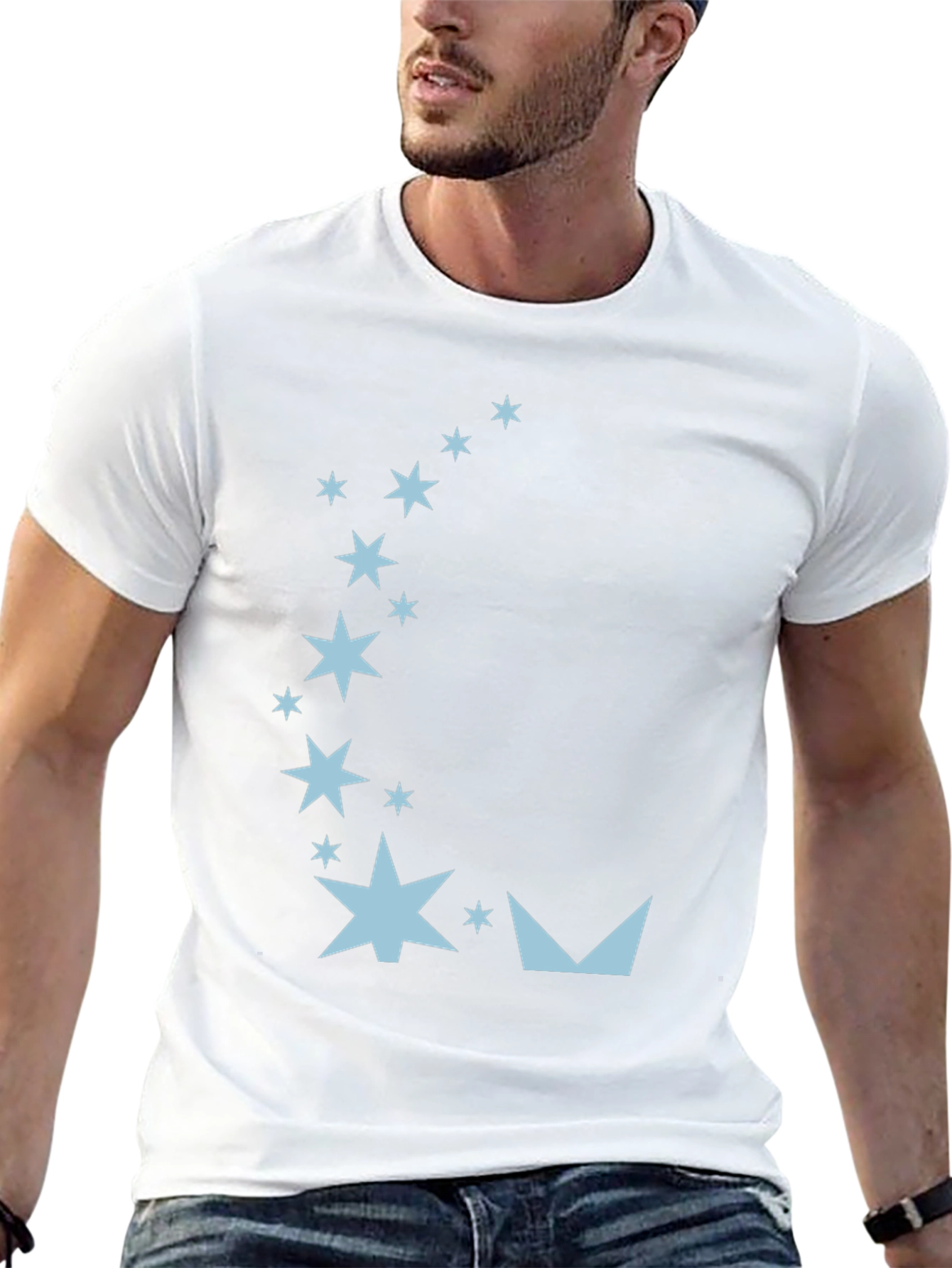 Starry Night Graphic Tee - Black Cotton Blend