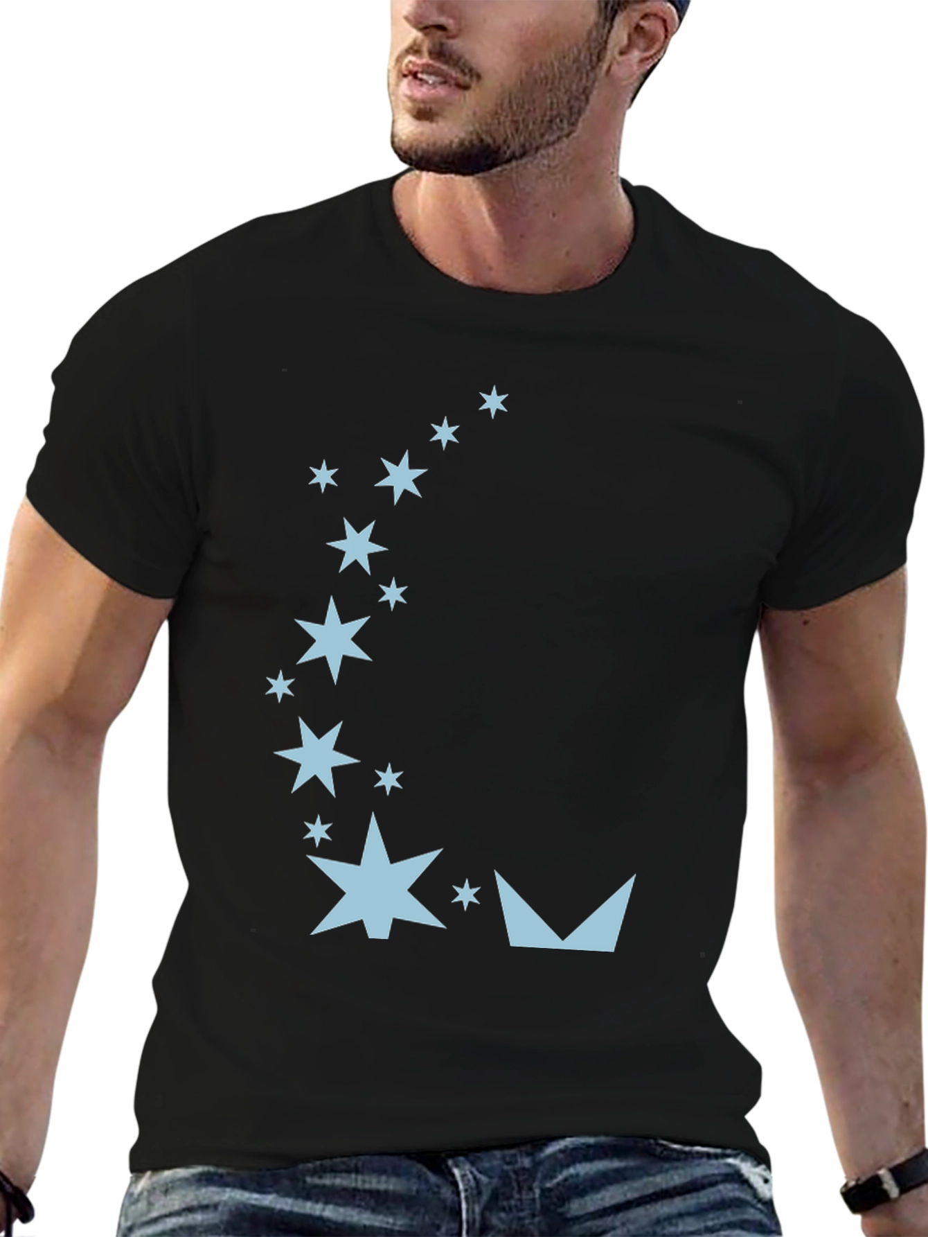 Starry Night Graphic Tee - Black Cotton Blend