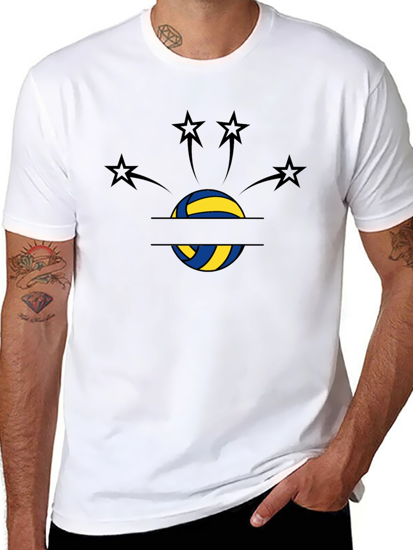 Volleyball Star Graphic T-Shirt - Black