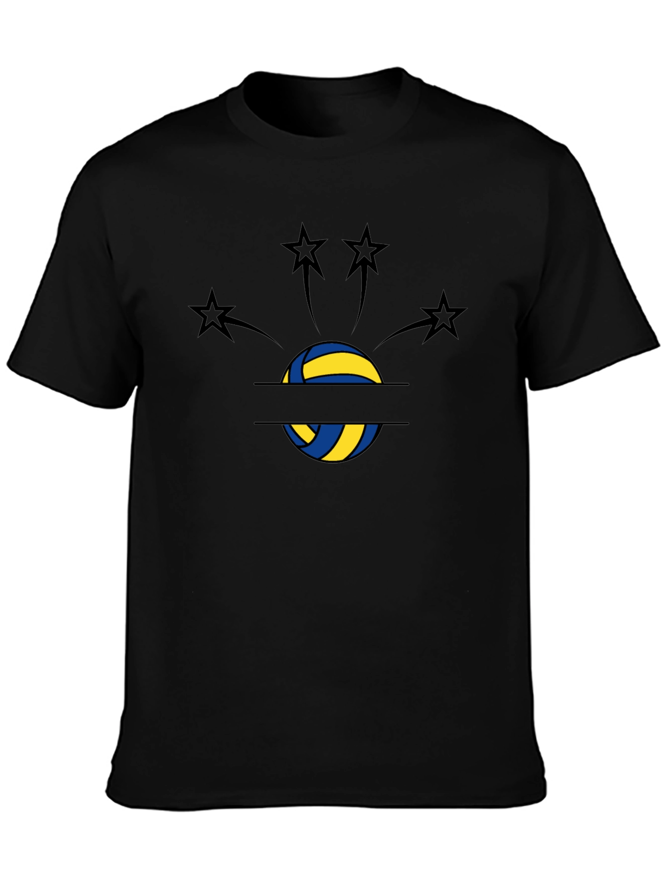 Volleyball Star Graphic T-Shirt - Black