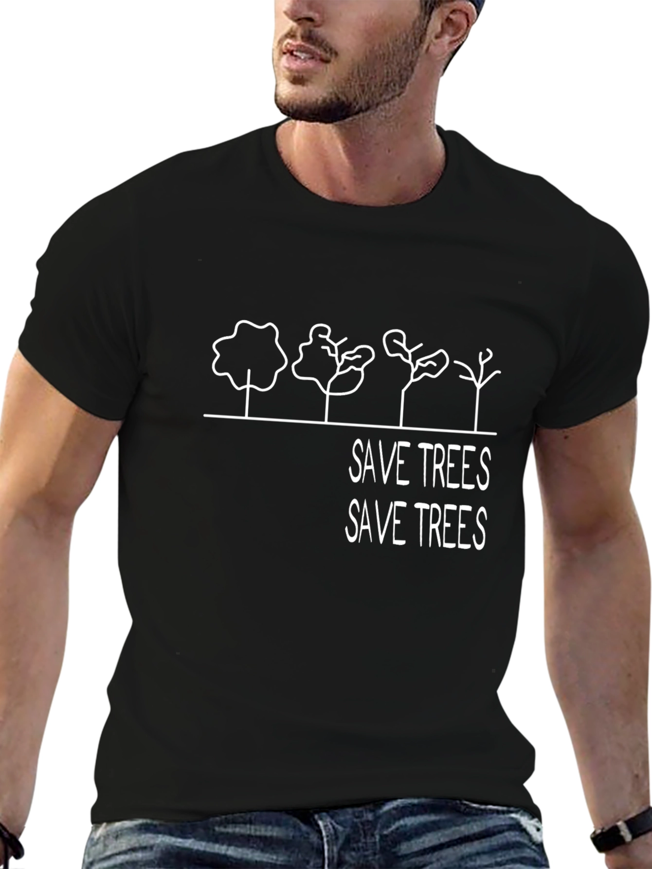 Save Trees Graphic T-Shirt - Black Cotton Tee