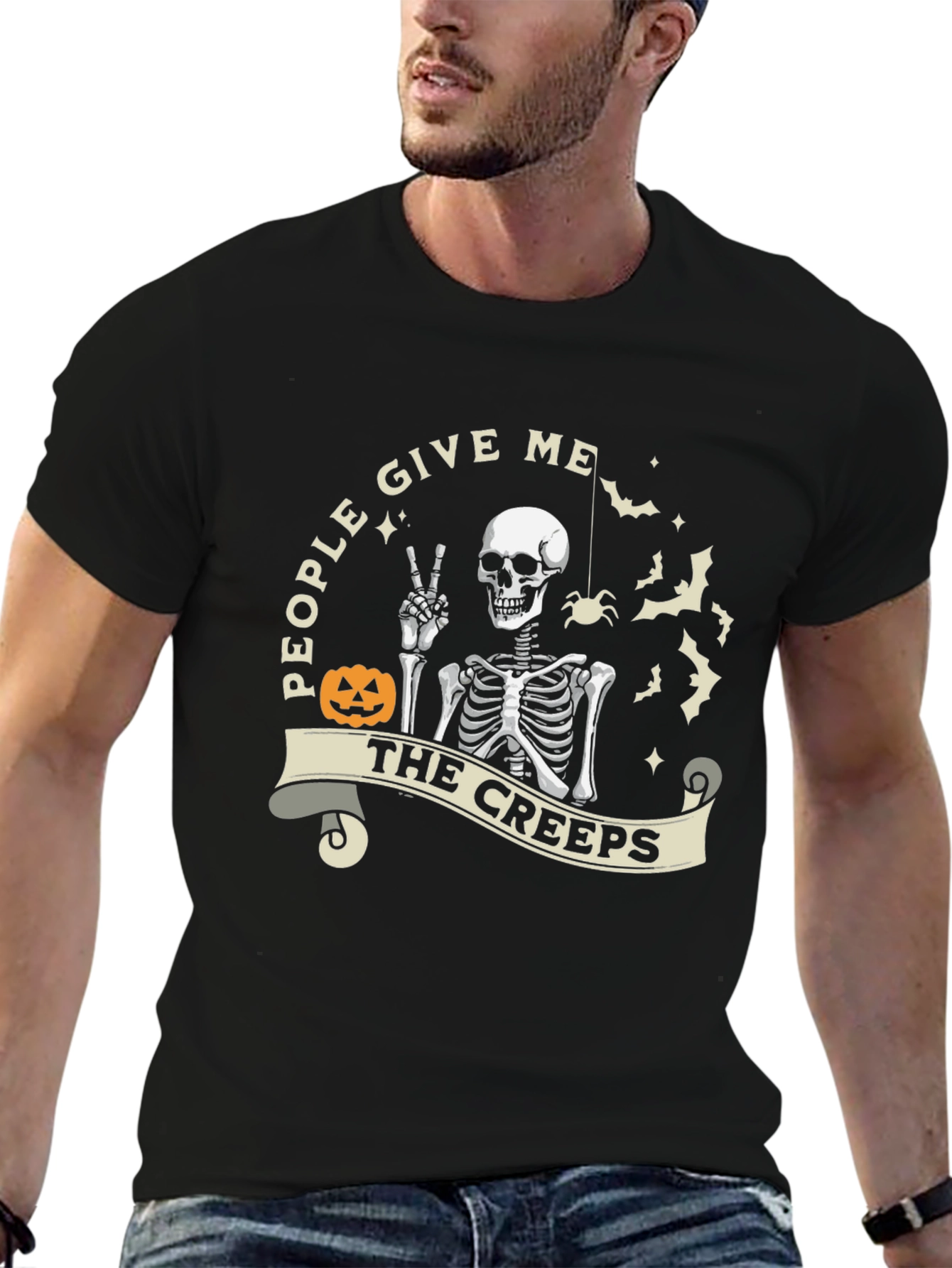 Halloween Skeleton The Creeps Graphic Tee