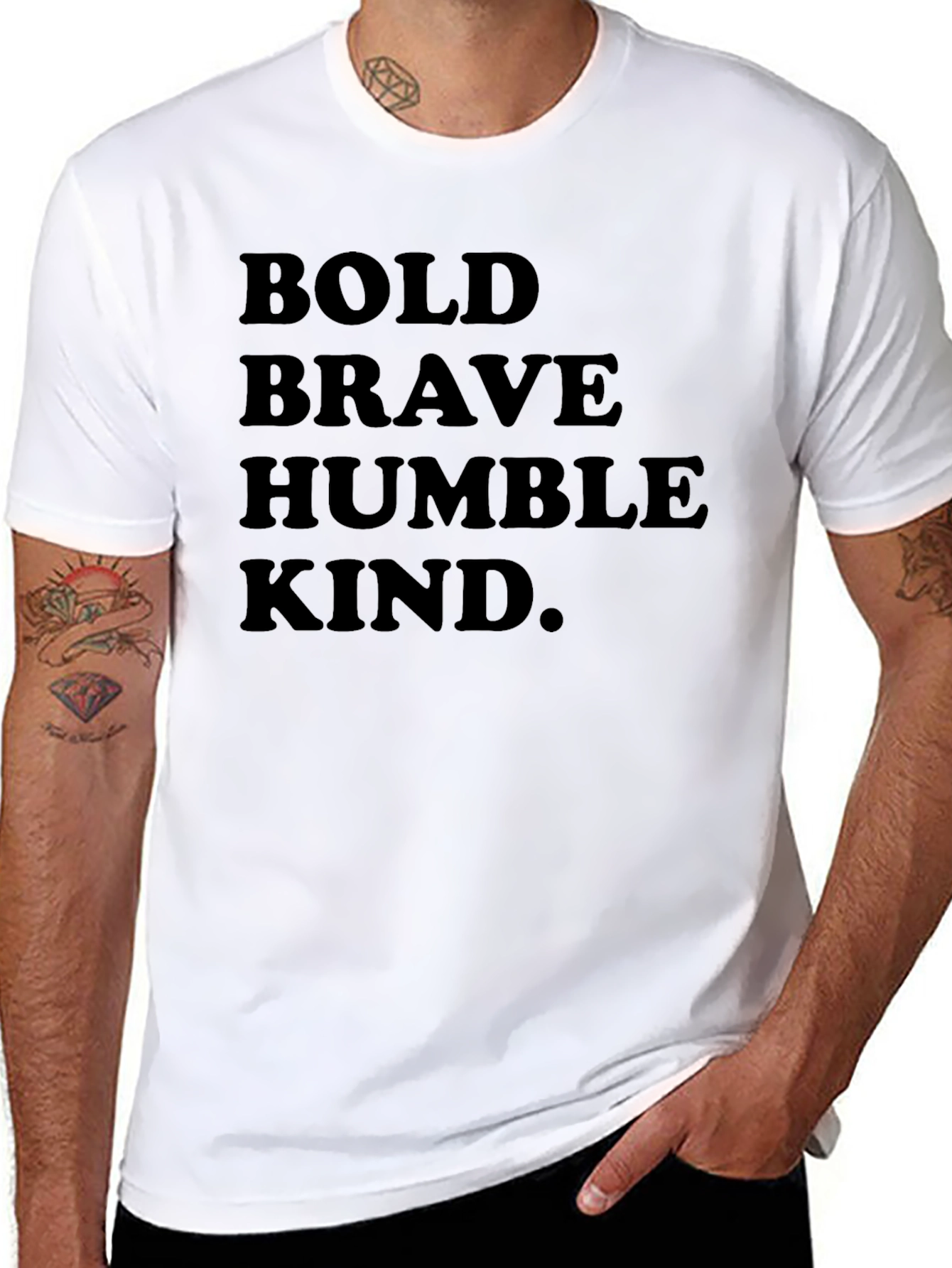 Mens Black Graphic Tee - Bold Brave Humble Kind