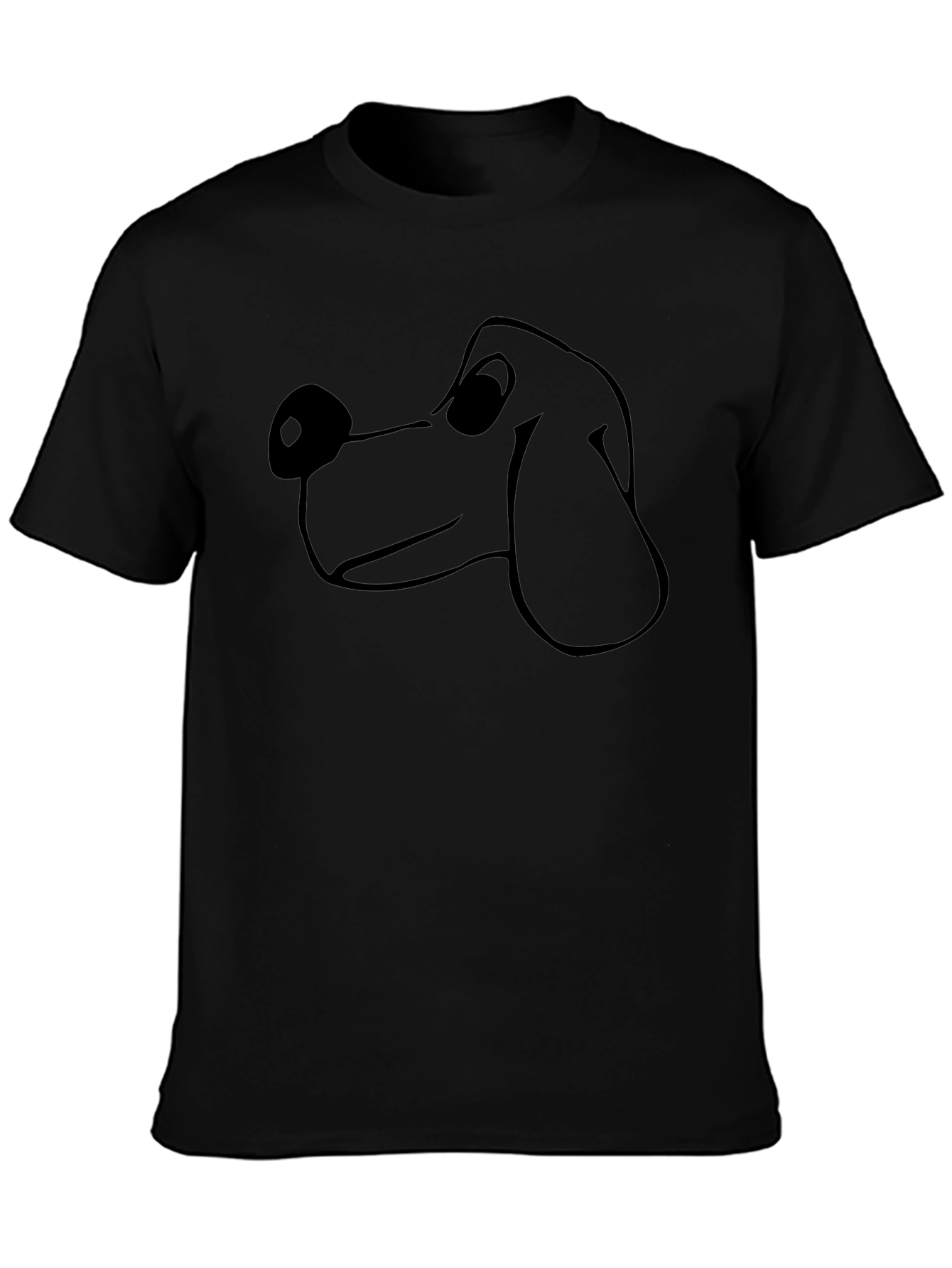 Cartoon Dog Graphic Tee - Black T-Shirt