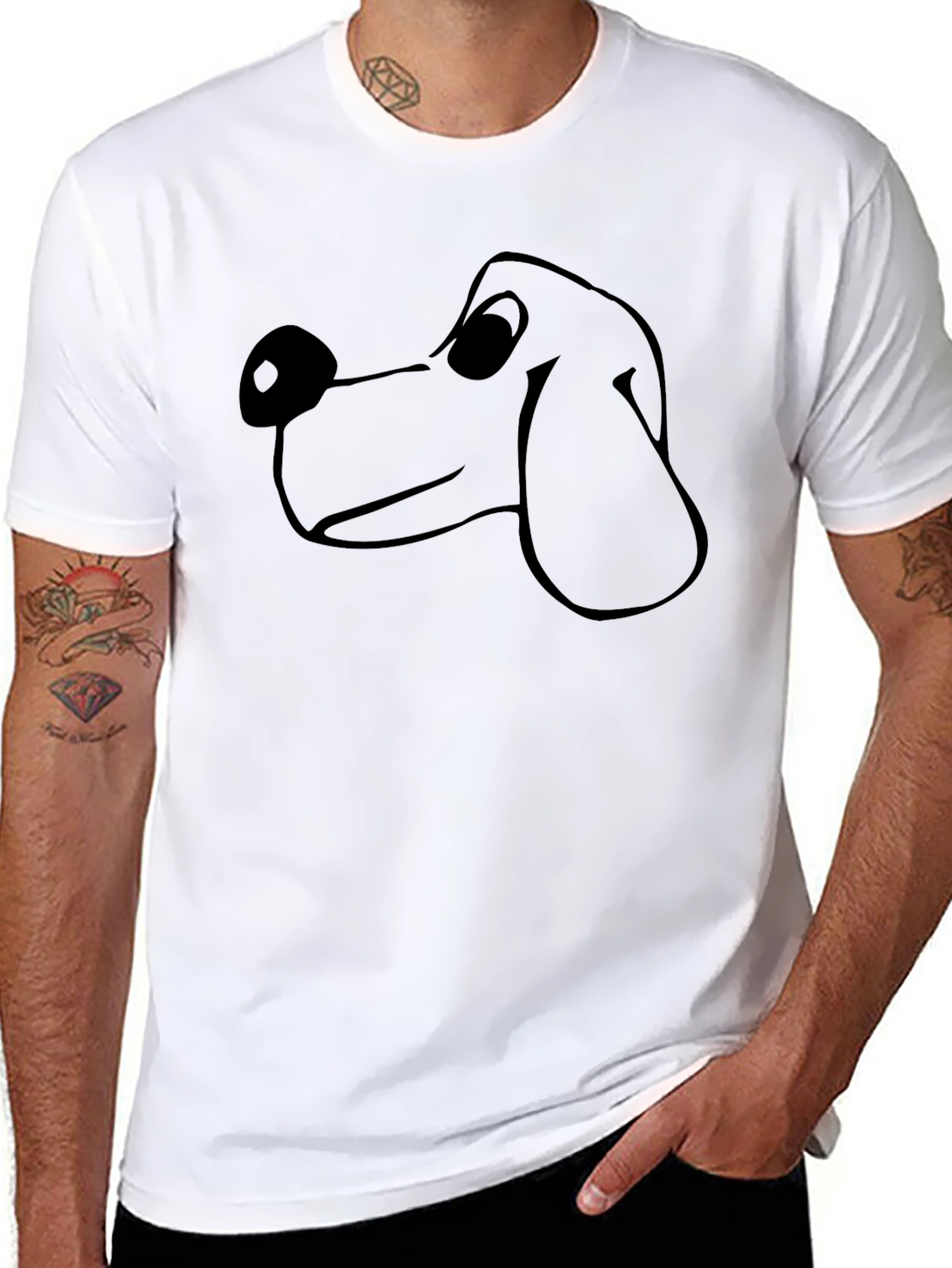Cartoon Dog Graphic Tee - Black T-Shirt
