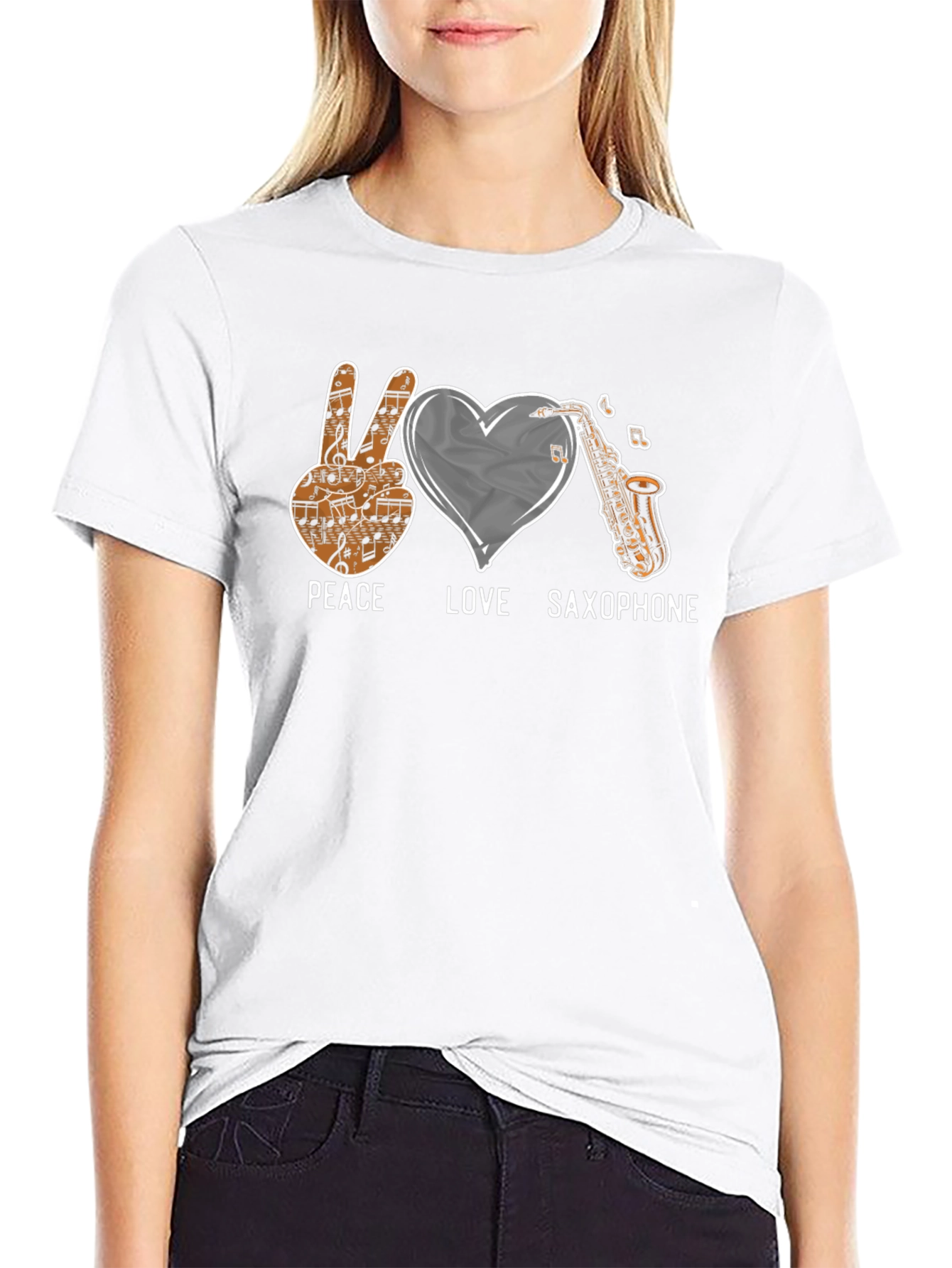 Peace Love Saxophone Graphic Tee