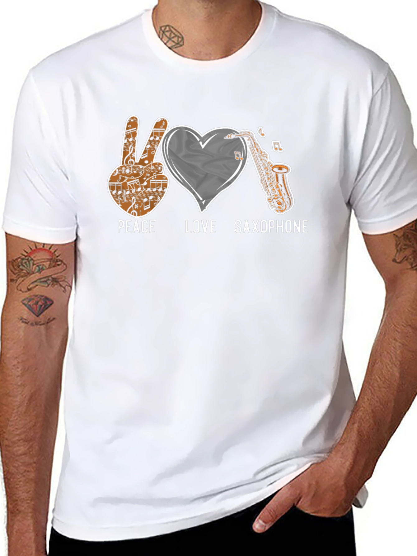 Peace Love Saxophone Graphic Tee