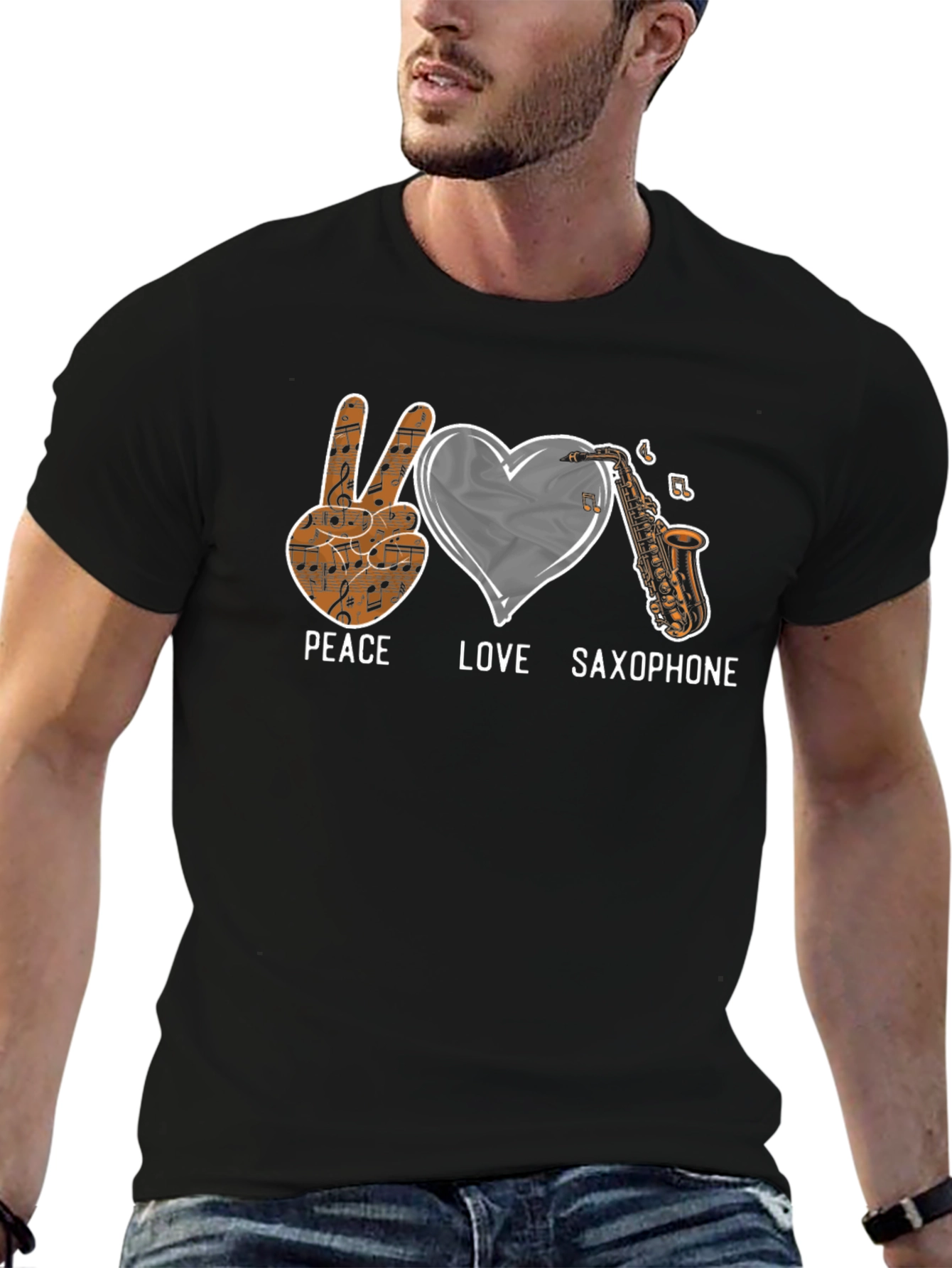Peace Love Saxophone Graphic Tee