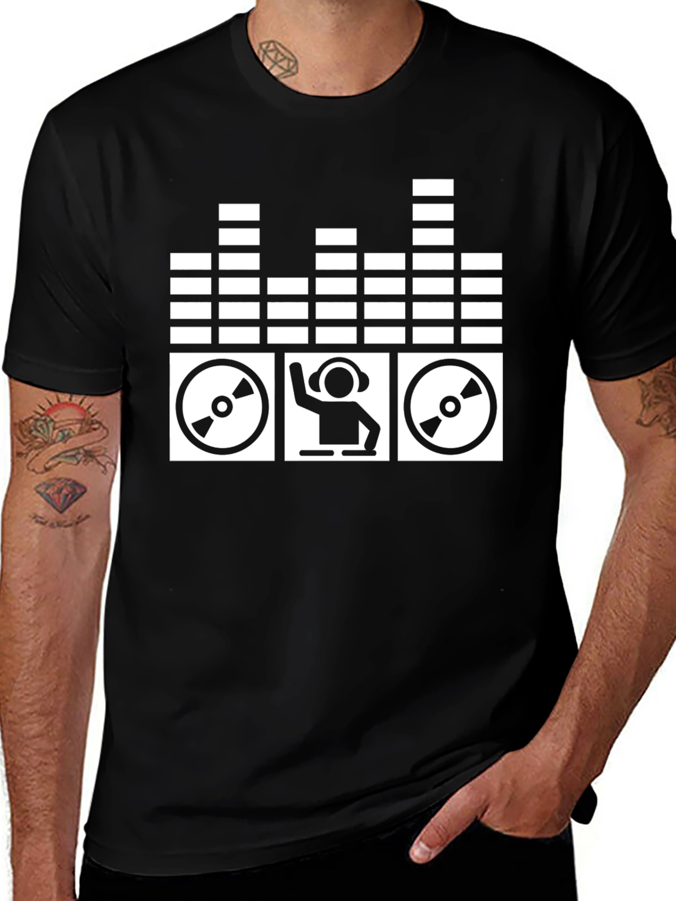 DJ Mixer Graphic T-Shirt - Black Cotton Blend
