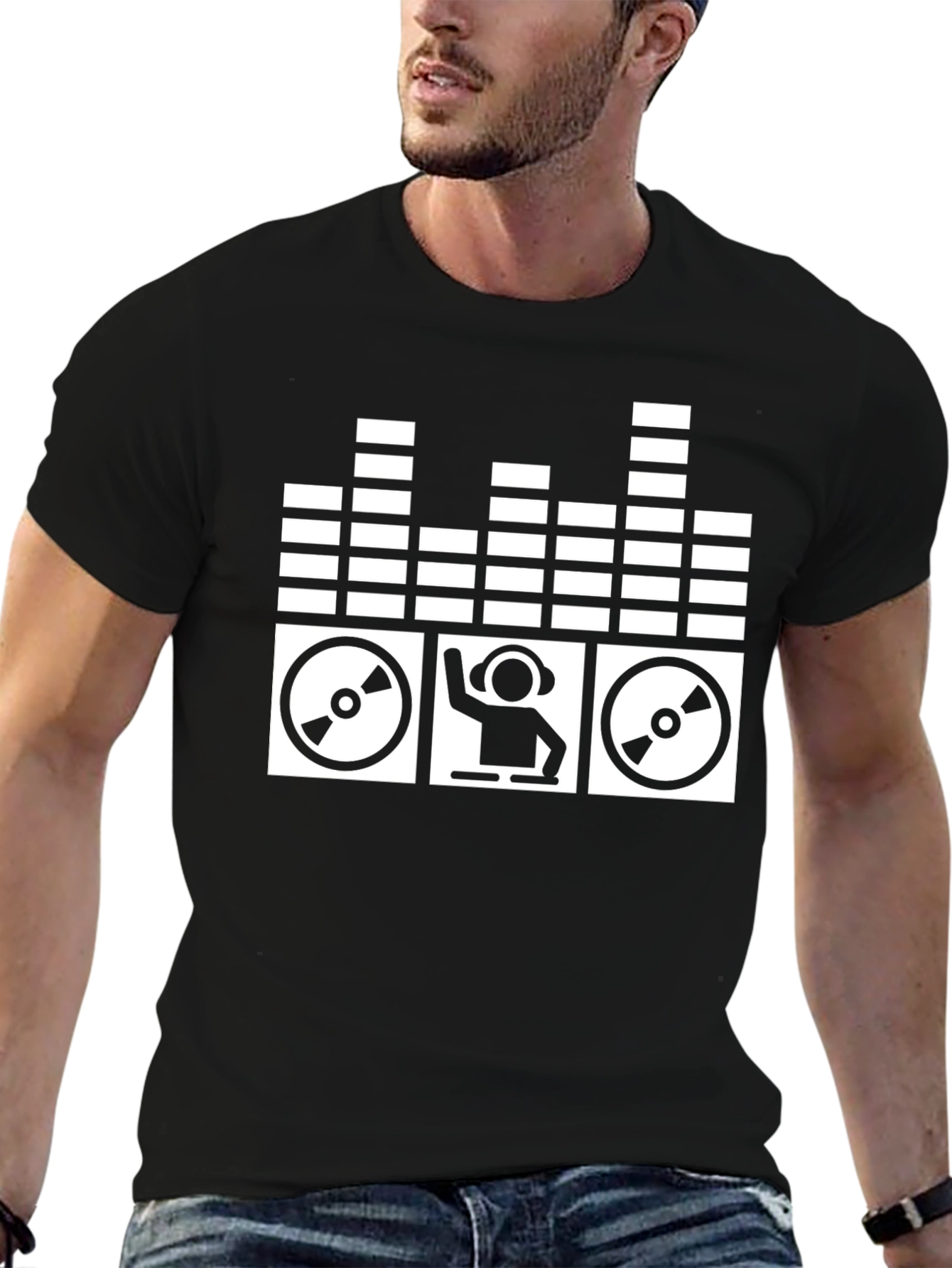 DJ Mixer Graphic T-Shirt - Black Cotton Blend