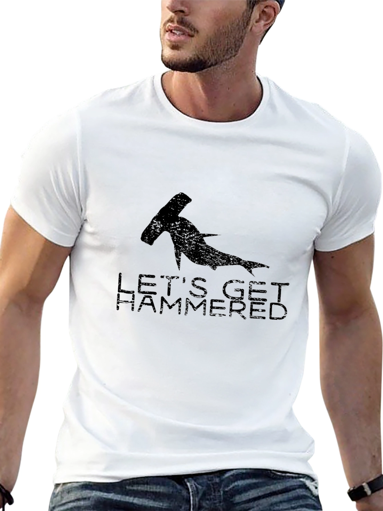 Lets Get Hammered T-Shirt - Hammerhead Shark Graphic