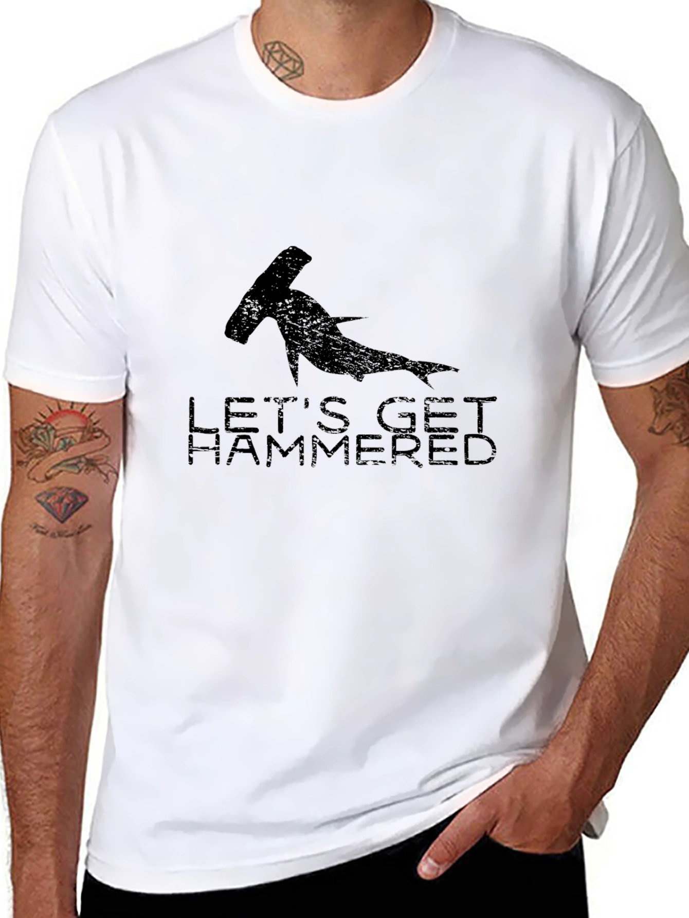 Lets Get Hammered T-Shirt - Hammerhead Shark Graphic