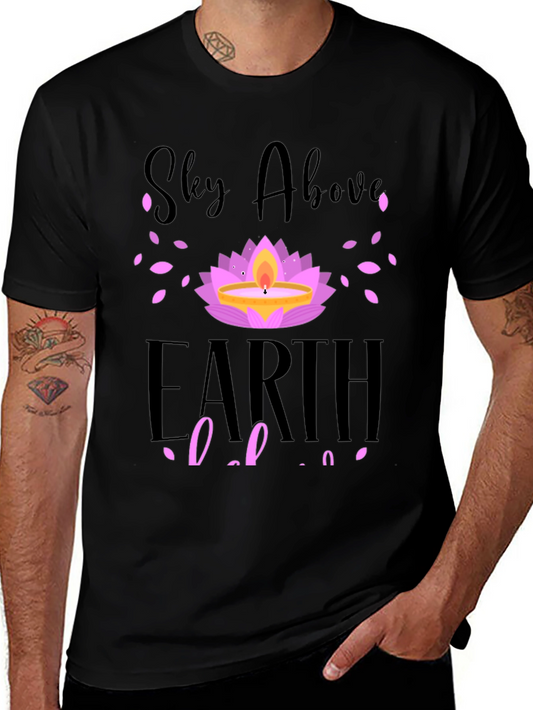 Sky Above Earth Below T-Shirt Lotus Design
