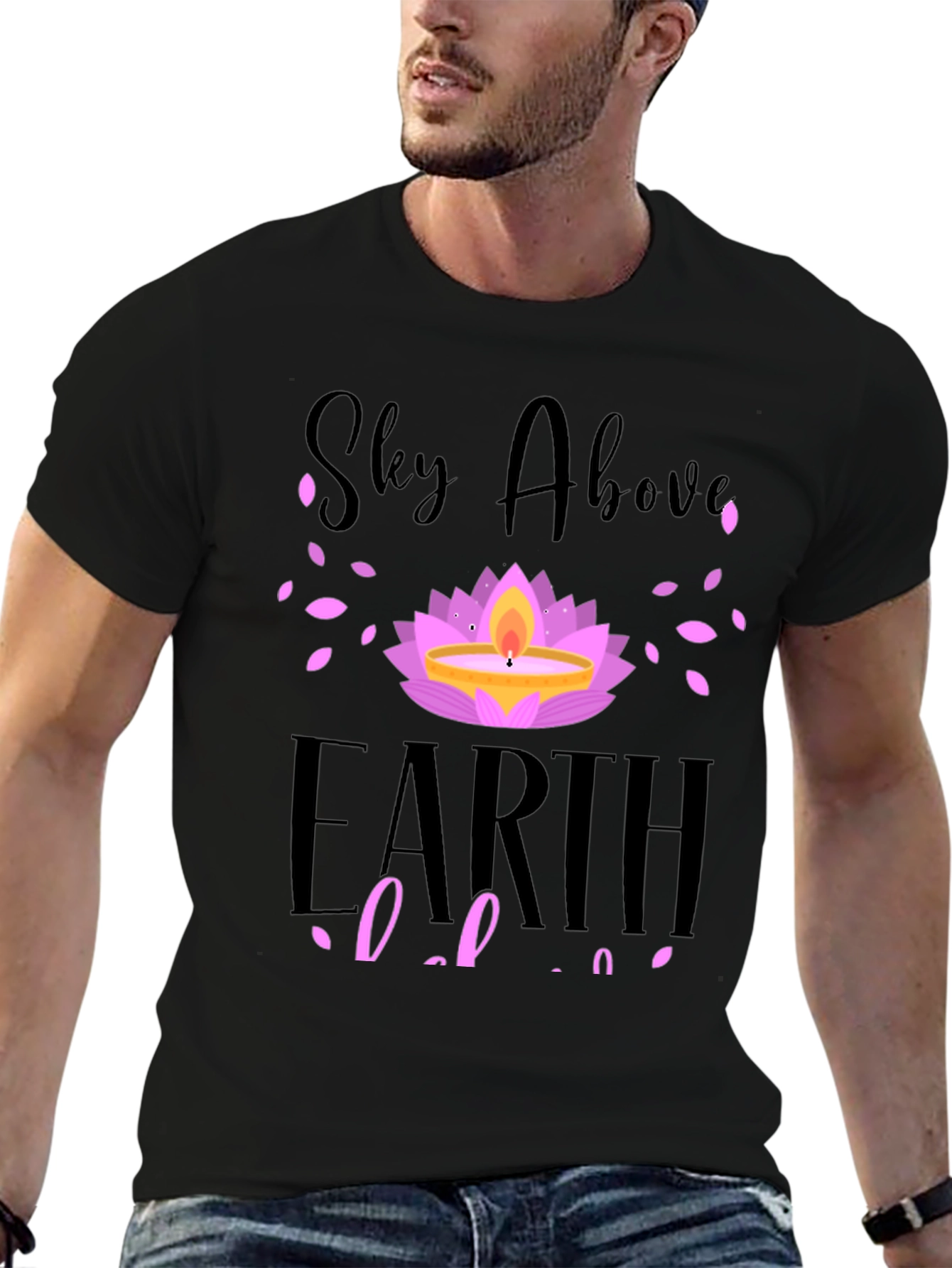 Sky Above Earth Below T-Shirt Lotus Design