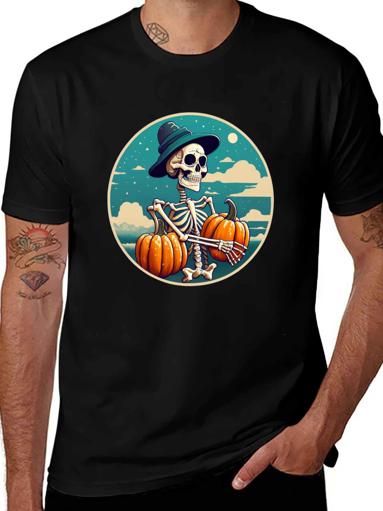 Skeleton Pumpkin T-Shirt - Halloween Graphic Tee