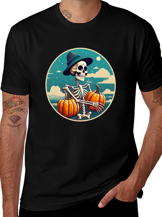 Skeleton Pumpkin T-Shirt - Halloween Graphic Tee