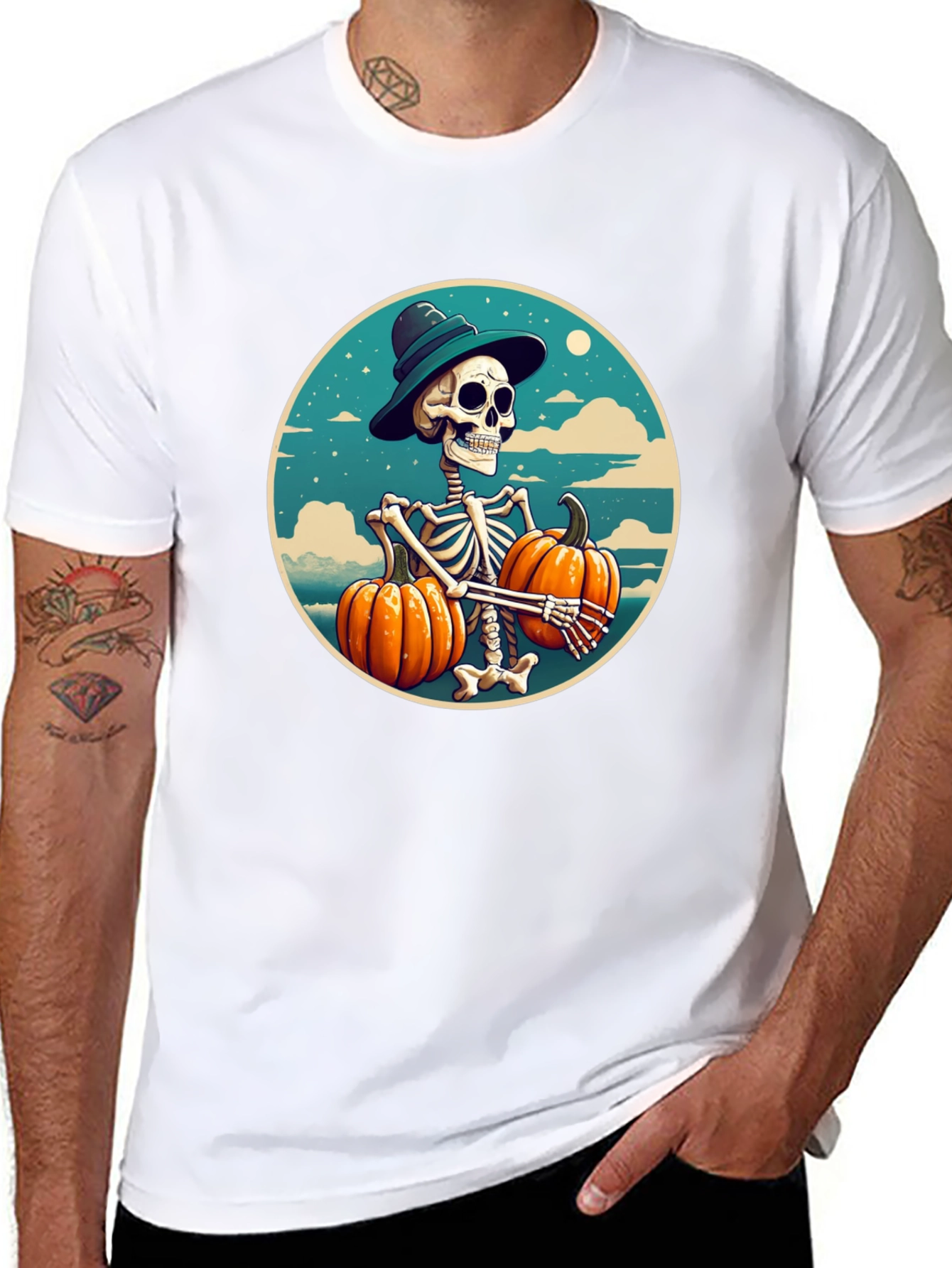 Skeleton Pumpkin T-Shirt - Halloween Graphic Tee