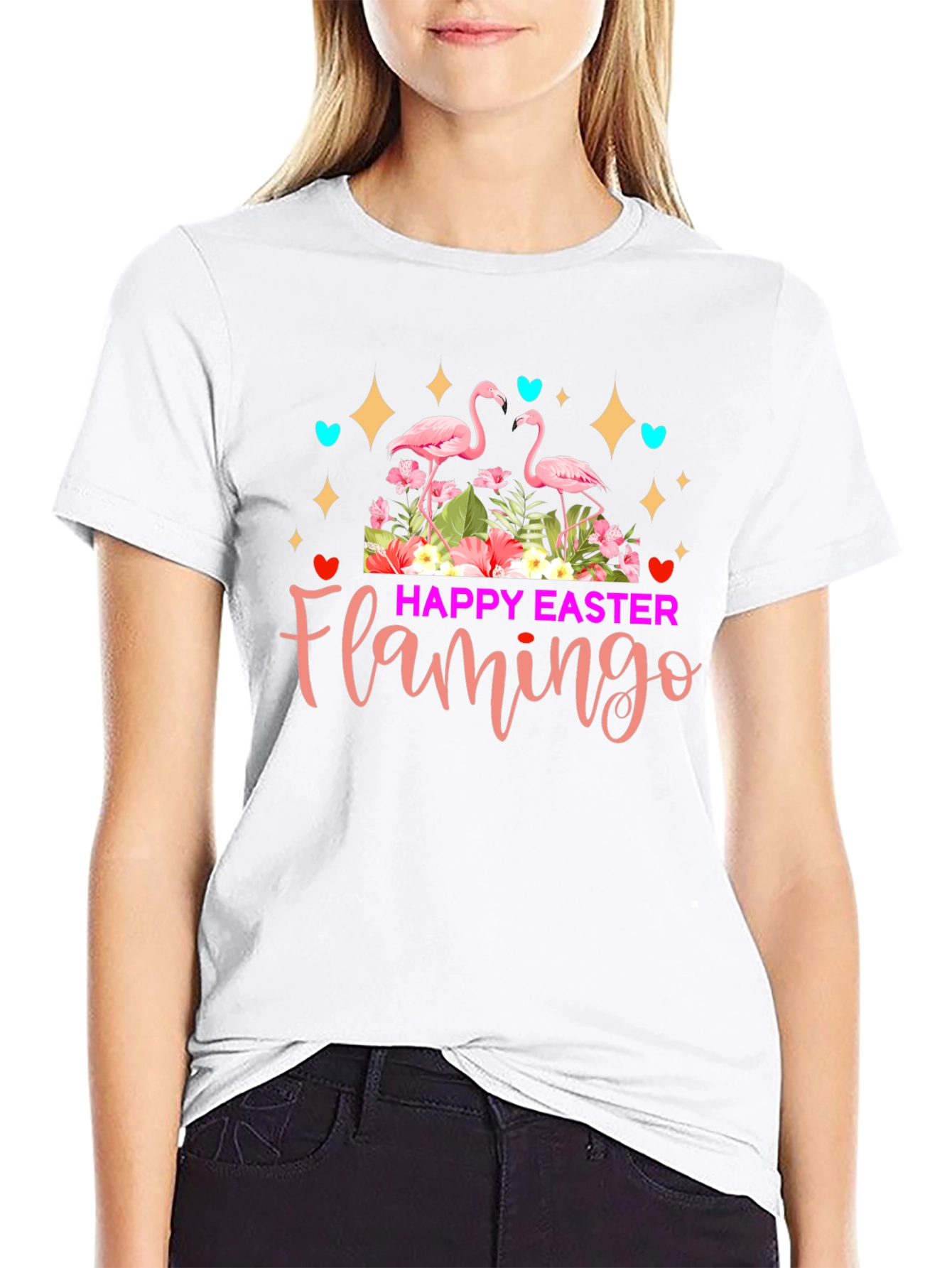 Happy Easter Flamingo Graphic T-Shirt