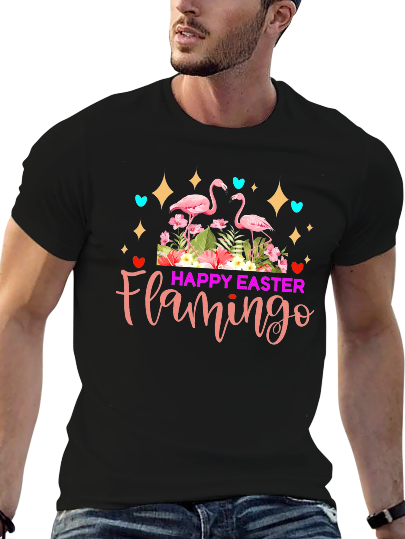 Happy Easter Flamingo Graphic T-Shirt