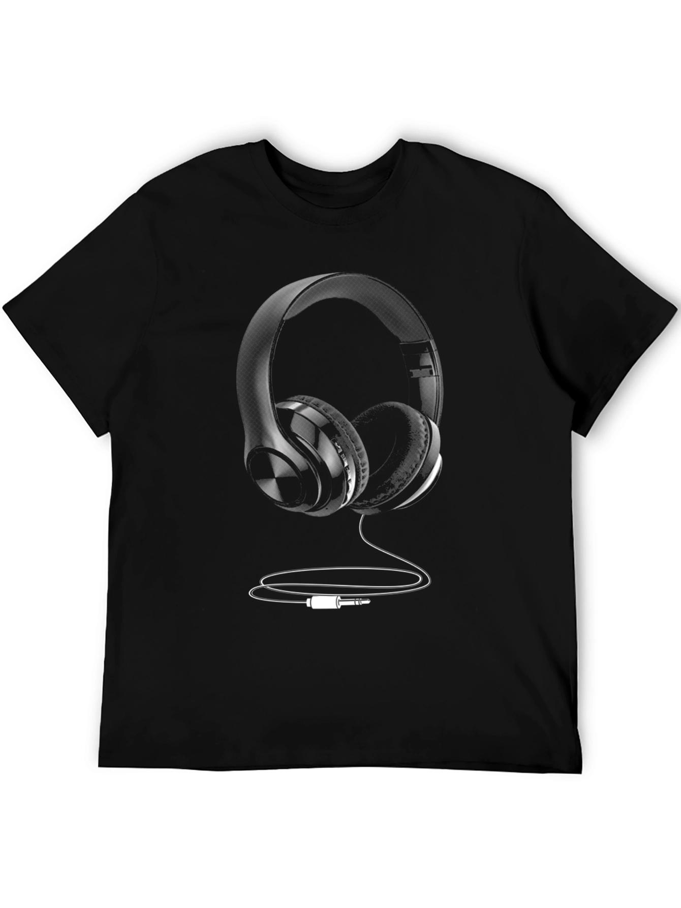 Headphone Graphic Tee - Black Casual T-Shirt