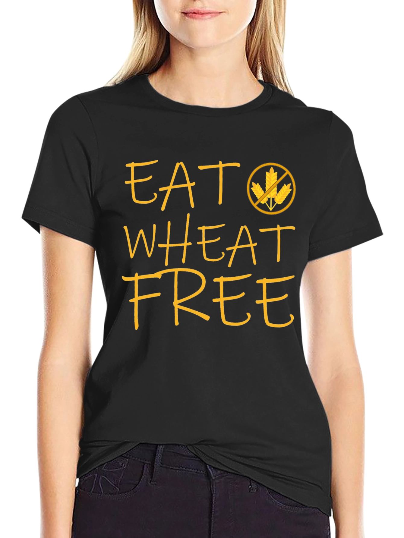 Eat Wheat Free Black T-Shirt - Gluten Sensitive Apparel