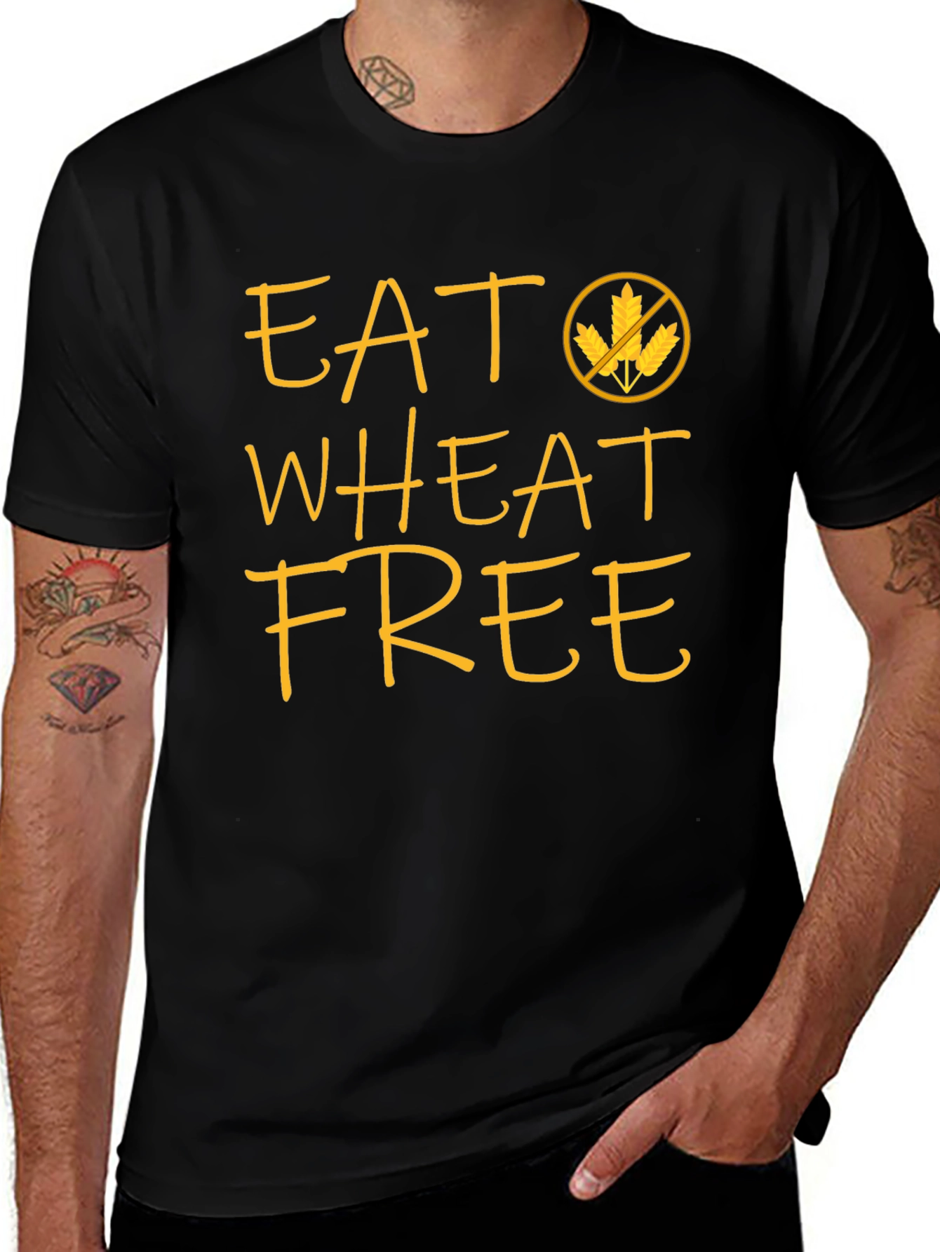 Eat Wheat Free Black T-Shirt - Gluten Sensitive Apparel
