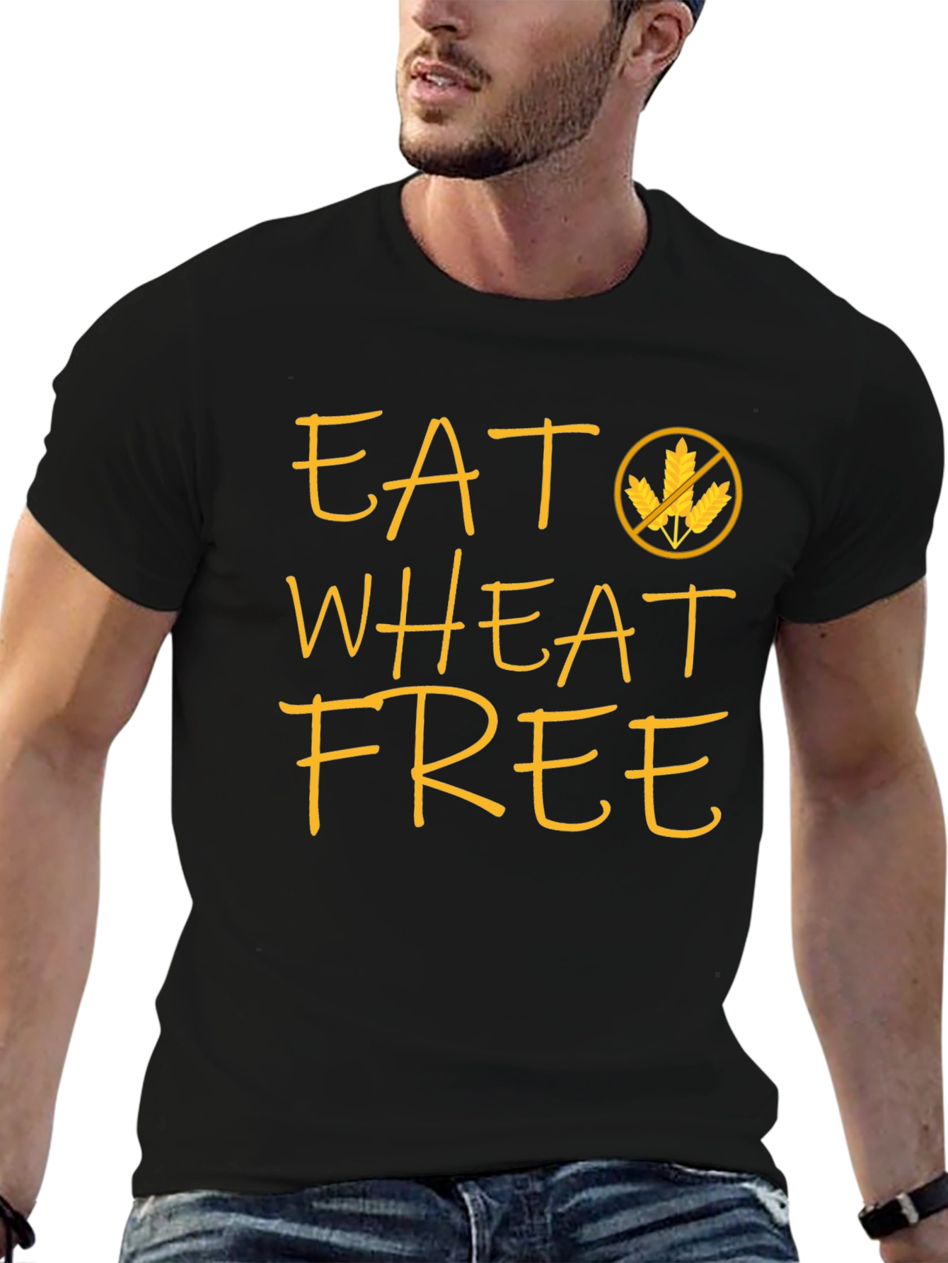 Eat Wheat Free Black T-Shirt - Gluten Sensitive Apparel
