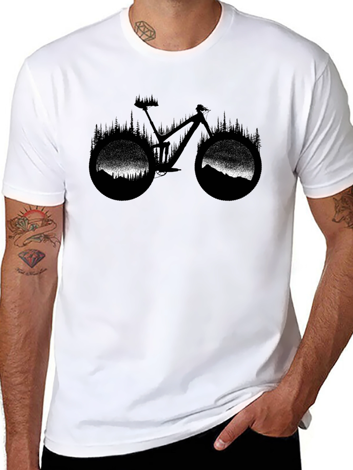 Mountain Bike Silhouette Graphic T-Shirt - Black
