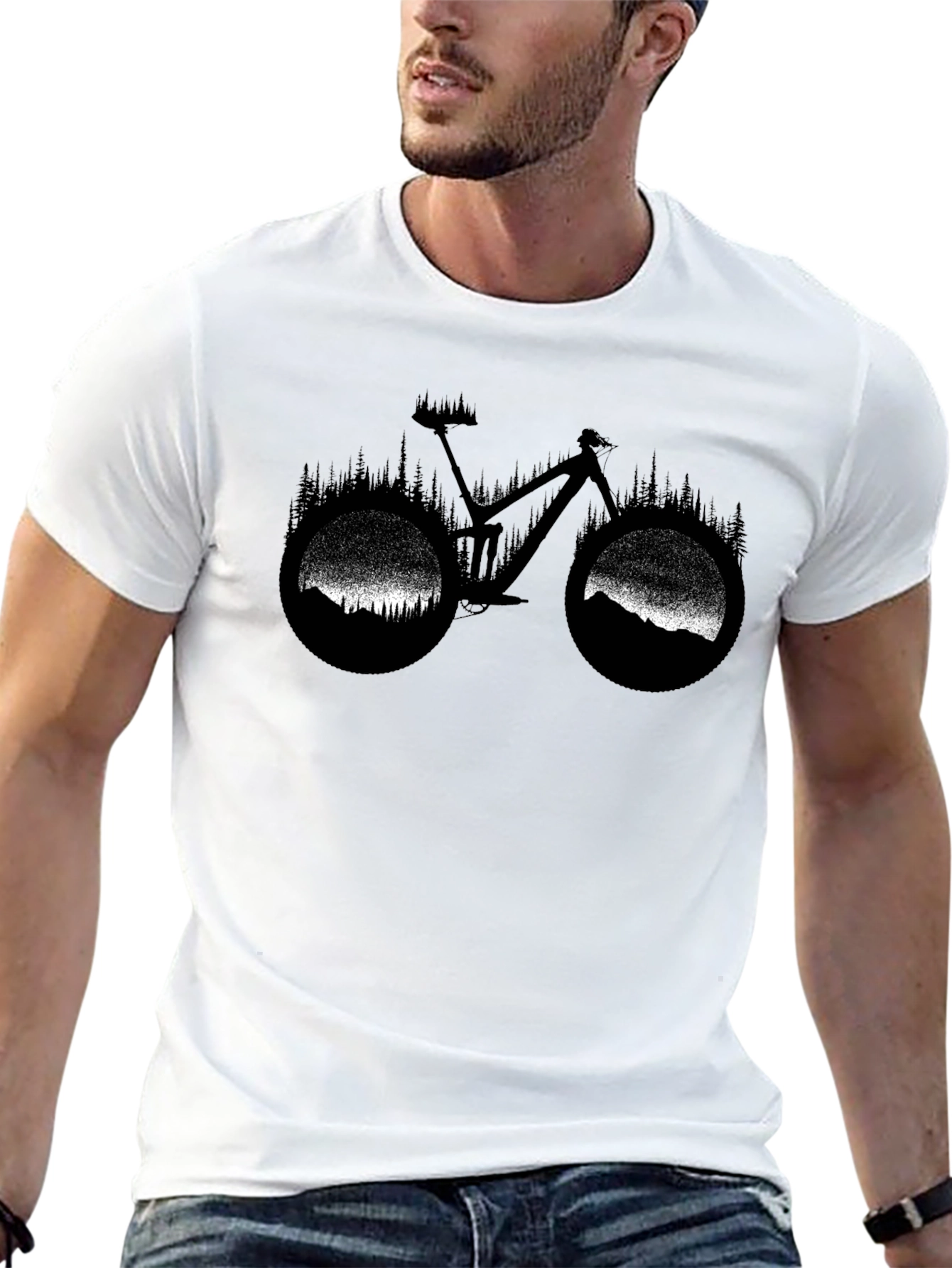 Mountain Bike Silhouette Graphic T-Shirt - Black