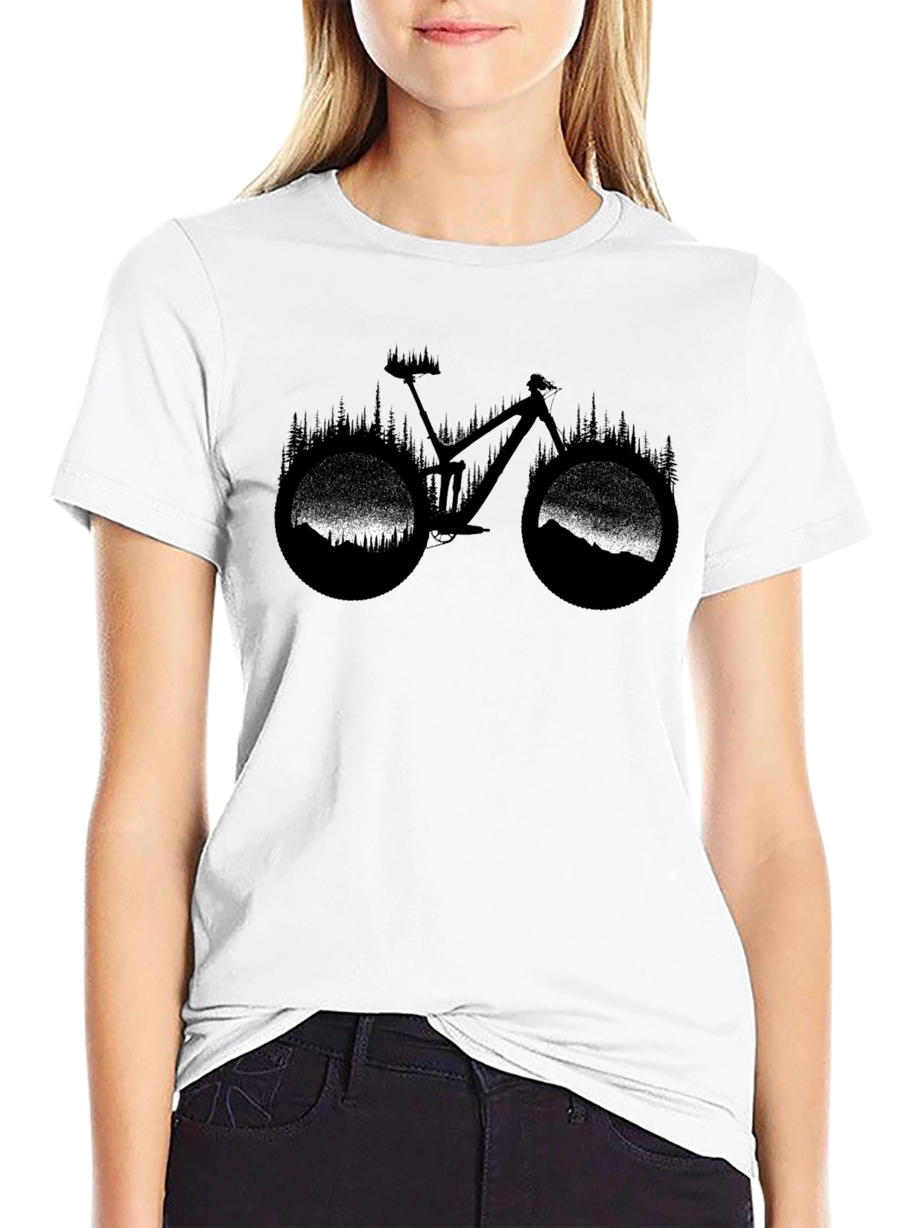 Mountain Bike Silhouette Graphic T-Shirt - Black