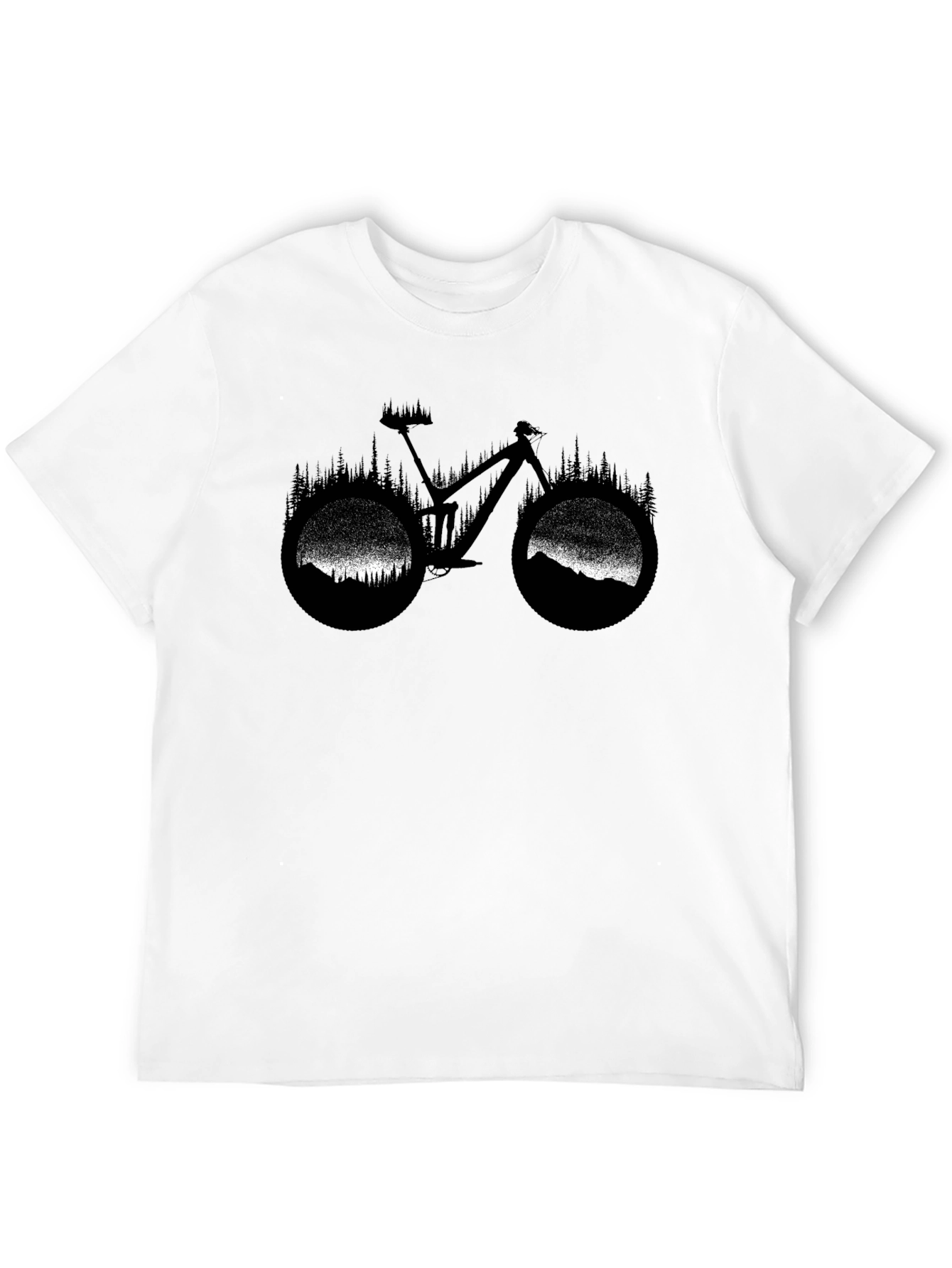 Mountain Bike Silhouette Graphic T-Shirt - Black