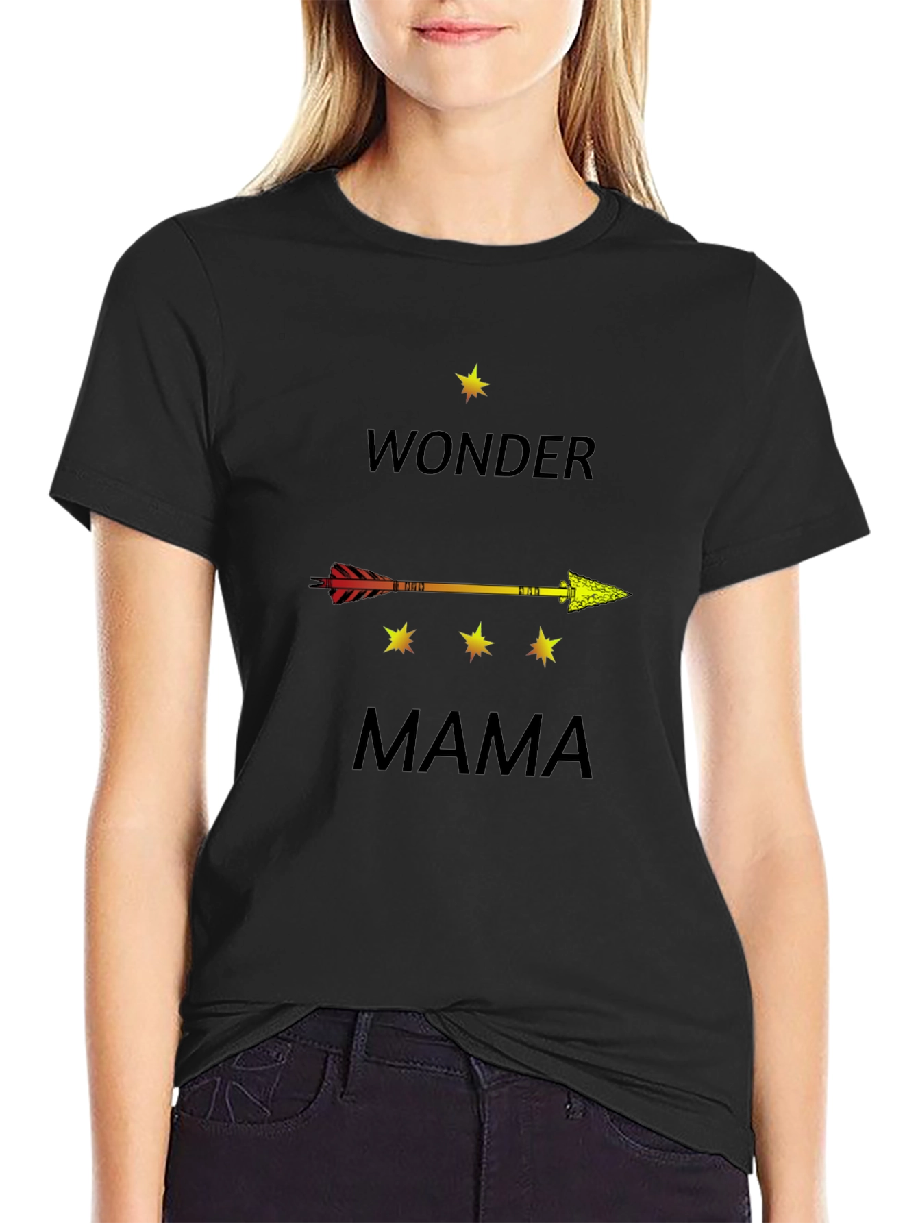 Wonder Mama Arrow Graphic Tee - Black