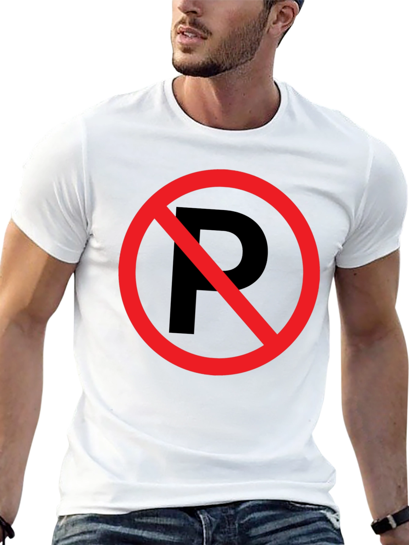 No Parking Symbol T-Shirt - Black Cotton Graphic Tee