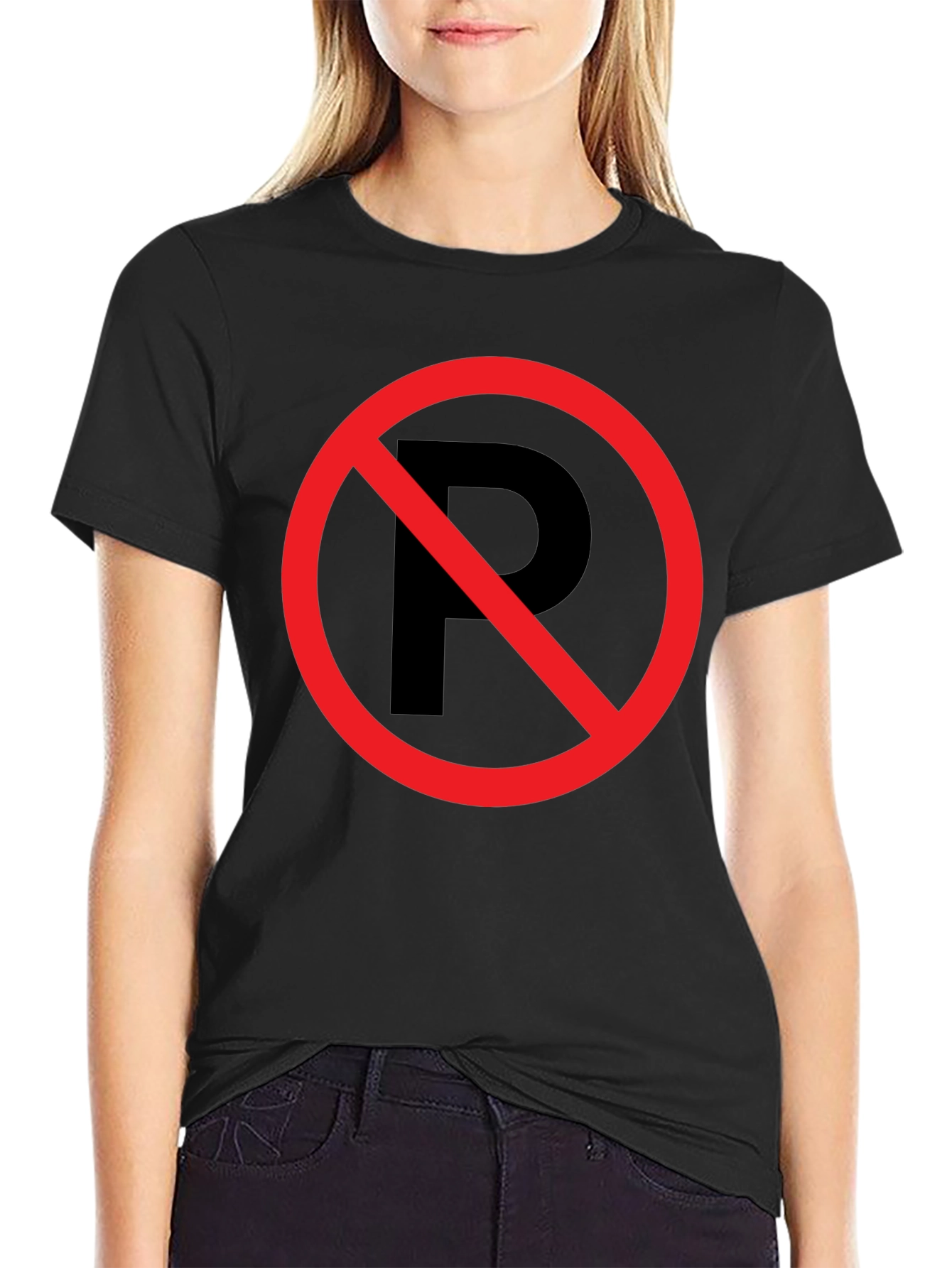 No Parking Symbol T-Shirt - Black Cotton Graphic Tee