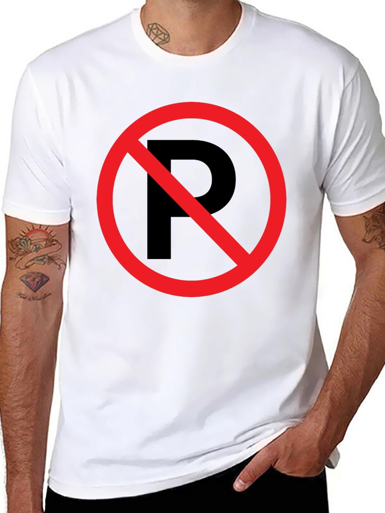 No Parking Symbol T-Shirt - Black Cotton Graphic Tee