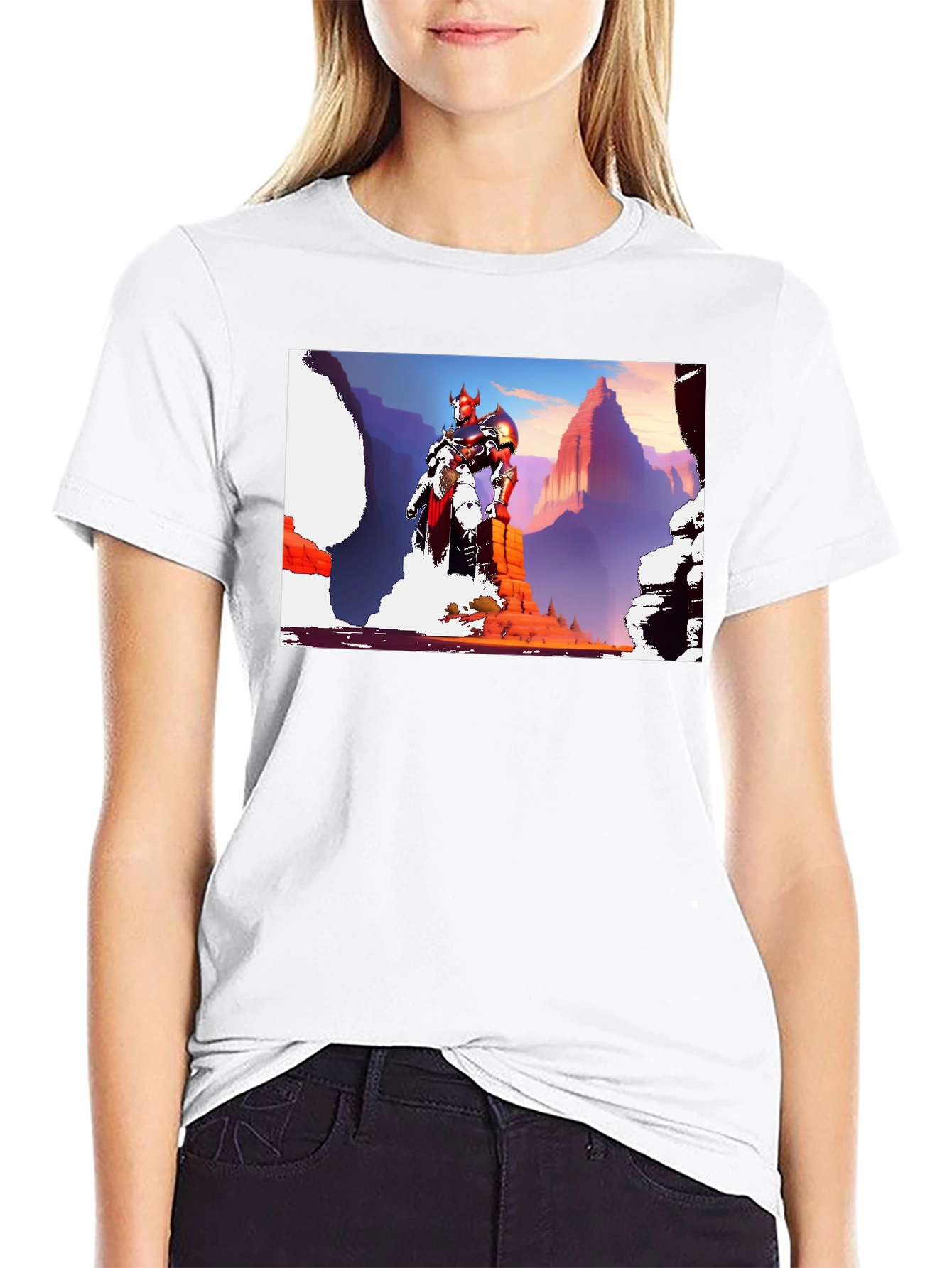 Fantasy Warrior Graphic Tee - Black Cotton Shirt
