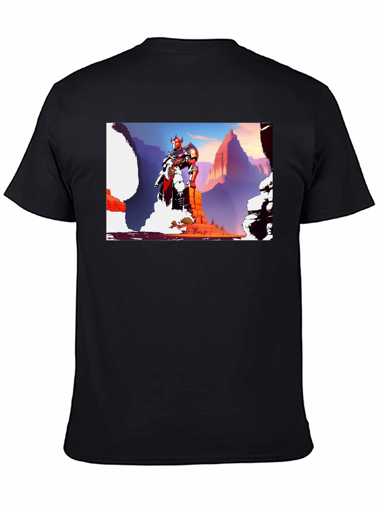 Fantasy Warrior Graphic Tee - Black Cotton Shirt