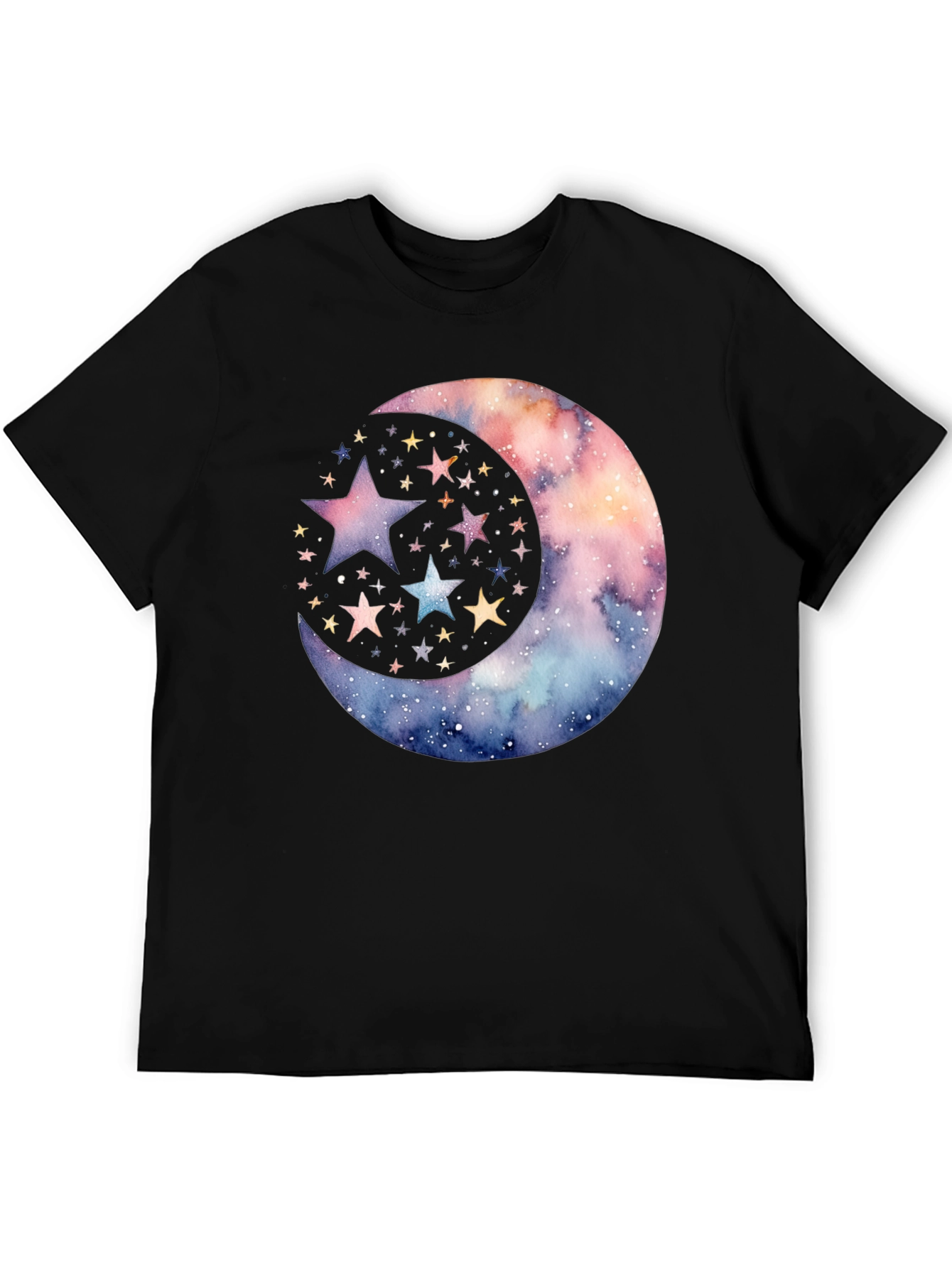 Cosmic Crescent Moon Star Graphic Tee