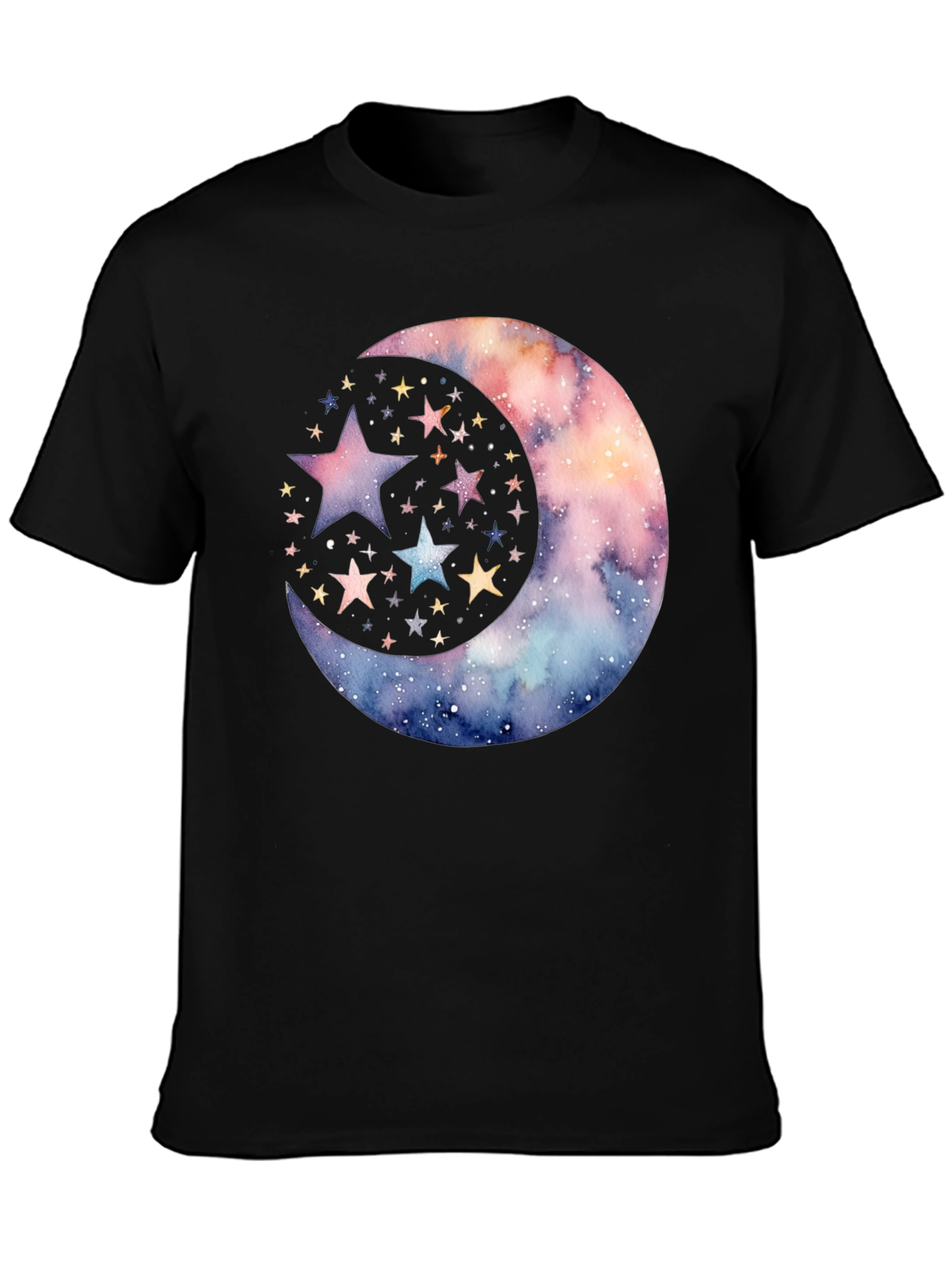 Cosmic Crescent Moon Star Graphic Tee