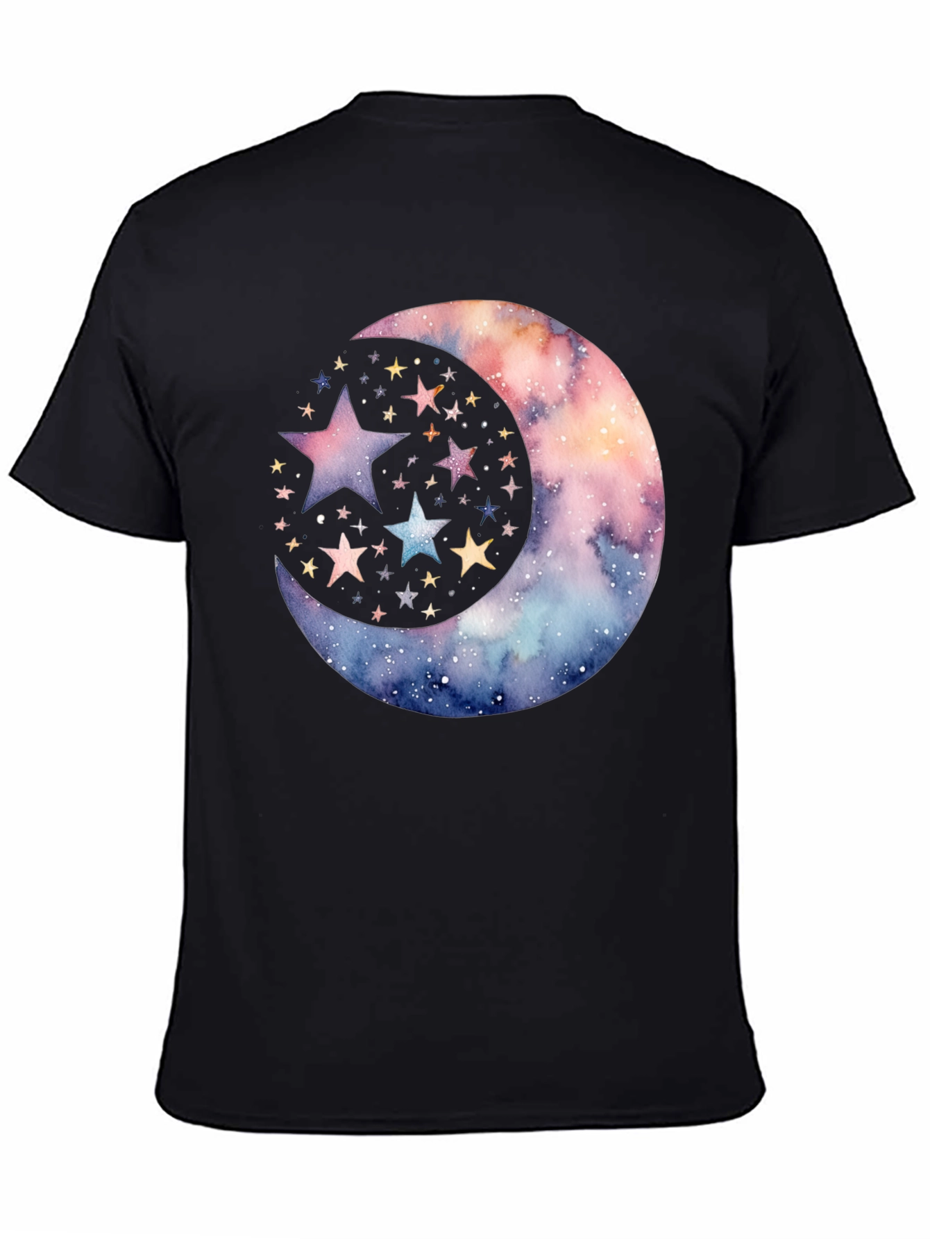 Cosmic Crescent Moon Star Graphic Tee